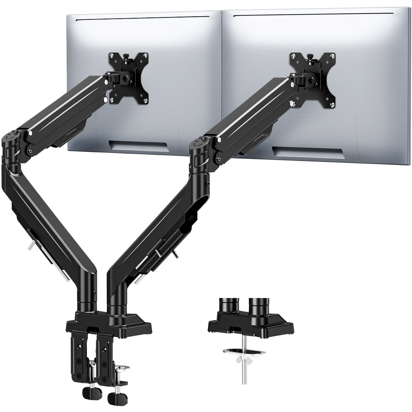 MOUNTUP Dual Monitor Stand for Max 43 inch Screens, Ultrawide Monitor Arm Height Adjustable, Heavy Duty Dual Monitor Mount, Full Motion Premium Gas Spring Arm, Holds up to 33 lbs, VESA Desk Mount