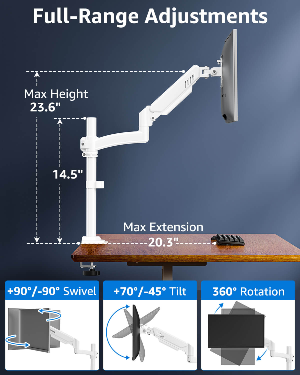 Freelift Single Monitor Desk Mount for 13''-32'' Monitors MUA6015W
