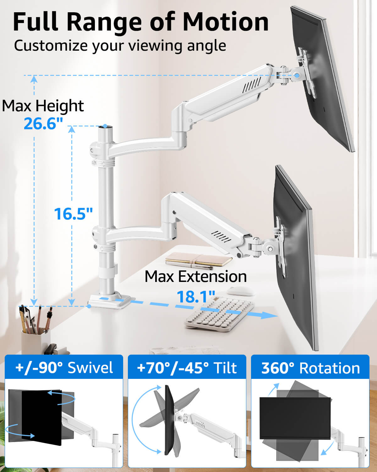 Freelift Dual Monitor Desk Mount for Max 32'' Monitors MUA6016W