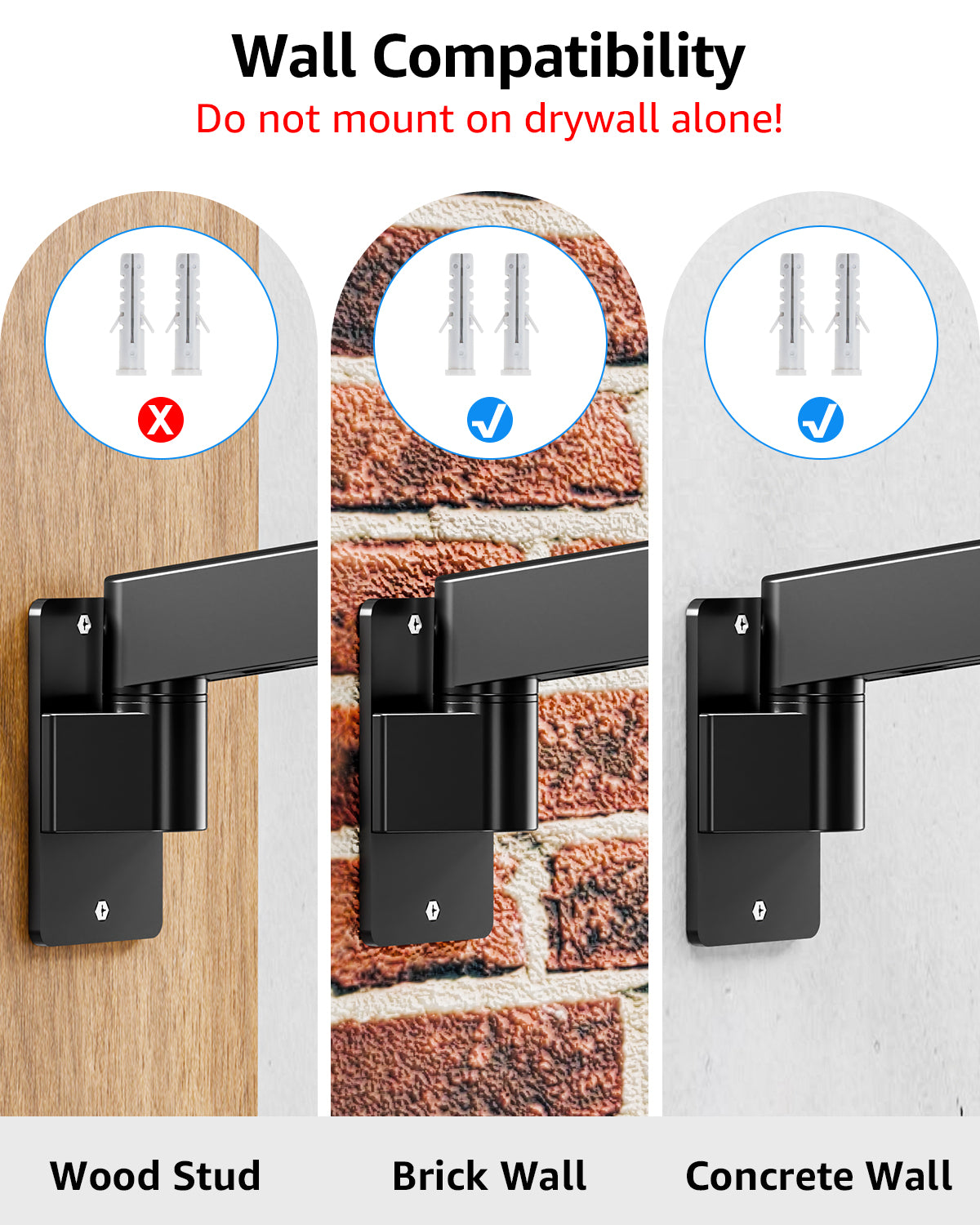 MOUNTUP Monitor Wall Mount for 49 45 43 40 35 32 27 24 Inch Screens, Heavy Duty Wall Monitor Mount, Holds 4.4 to 44 lbs, Ultrawide Gas Spring Monitors Arm Wall Mount, VESA Mount 75x75/100x100mm