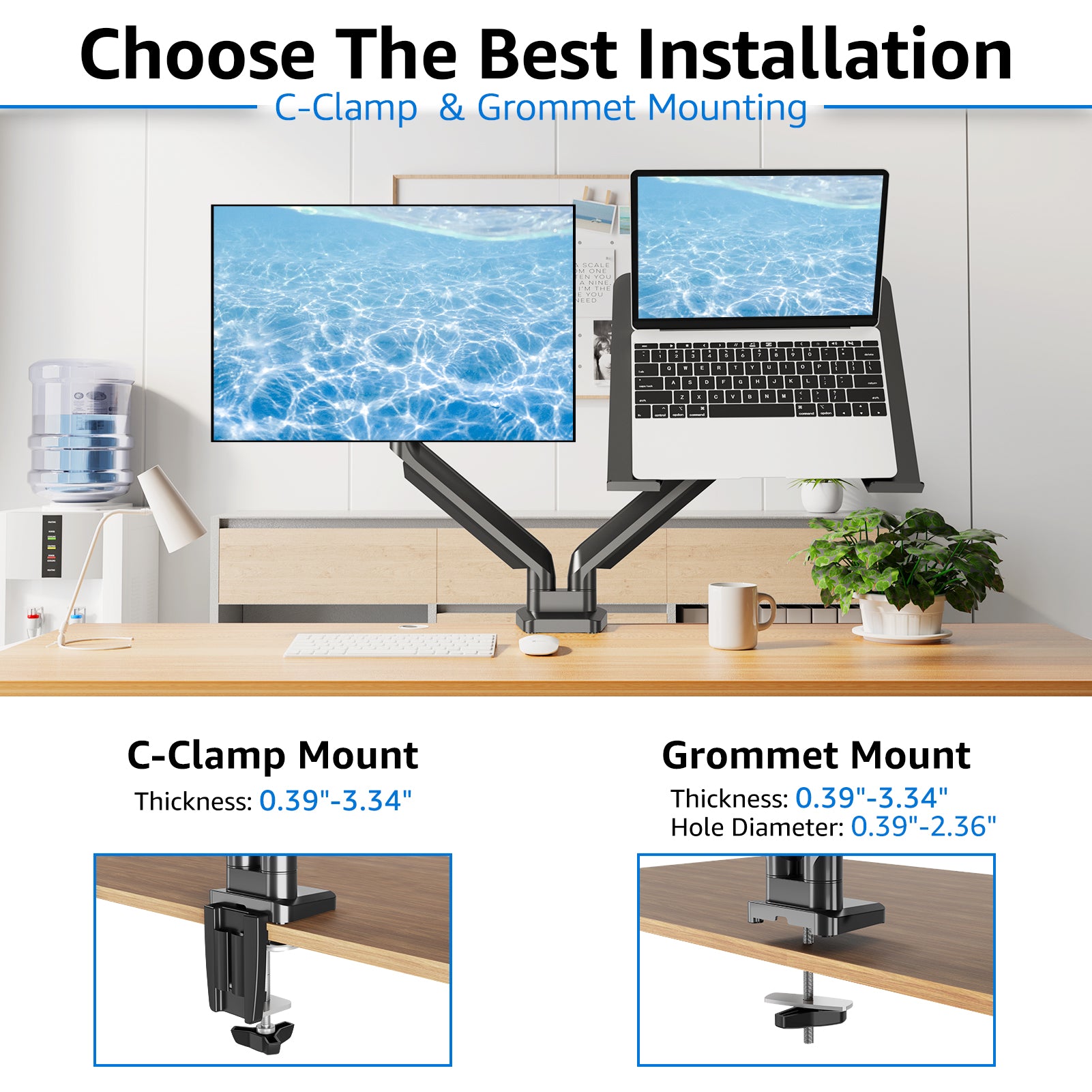 Laptop and Monitor Stand for 13''-17'' Laptop and Max 32'' Monitors MU4008