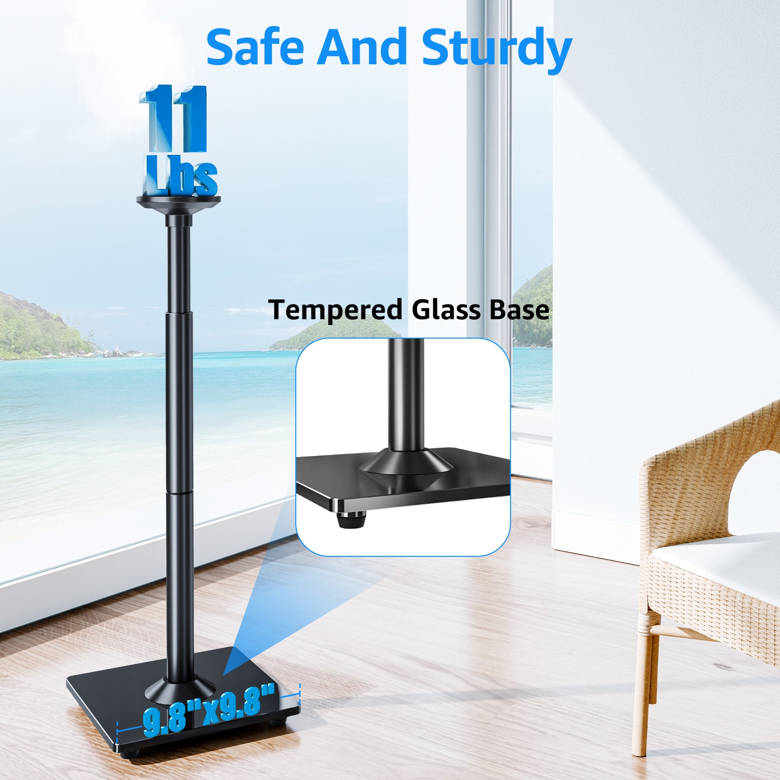 Universal Speakers Stands Pair for Sonos ERA 100 Height Adjustable 35" to 43.4" Floor Standing Speaker Holder MUS9146