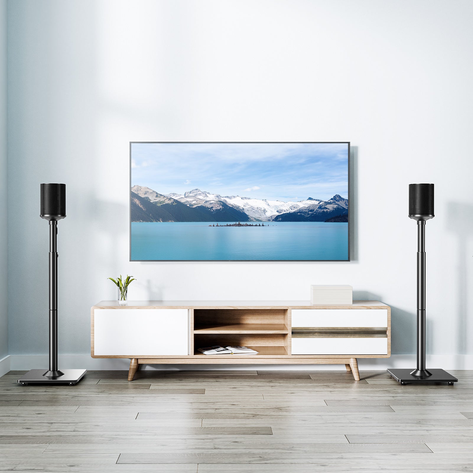 Universal Speakers Stands Pair for Sonos ERA 100 Height Adjustable 35" to 43.4" Floor Standing Speaker Holder MUS9146
