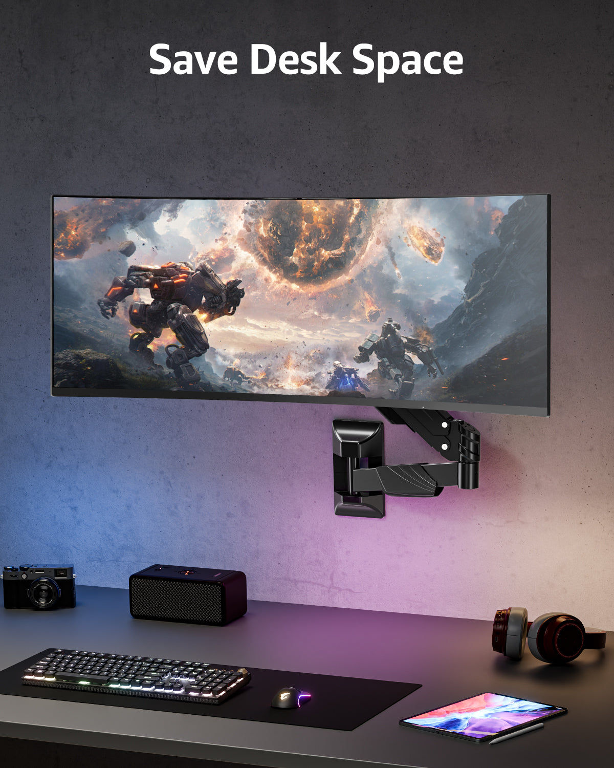 MOUNTUP Monitor Wall Mount for 17-43 Inch Curved Screens, Holds up to 33.1 lbs, Computer Monitor Wall Mount, Full Motion Wall Monitors Arm with VESA Extension Kit, 75x75 to 200x200 Vesa Mounts