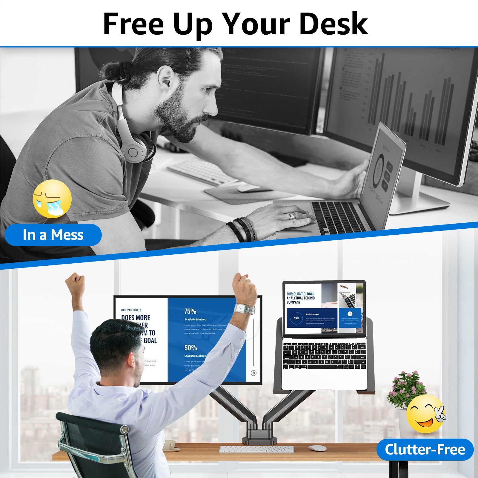 Laptop and Monitor Stand for 13''-17'' Laptop and Max 32'' Monitors MU4008