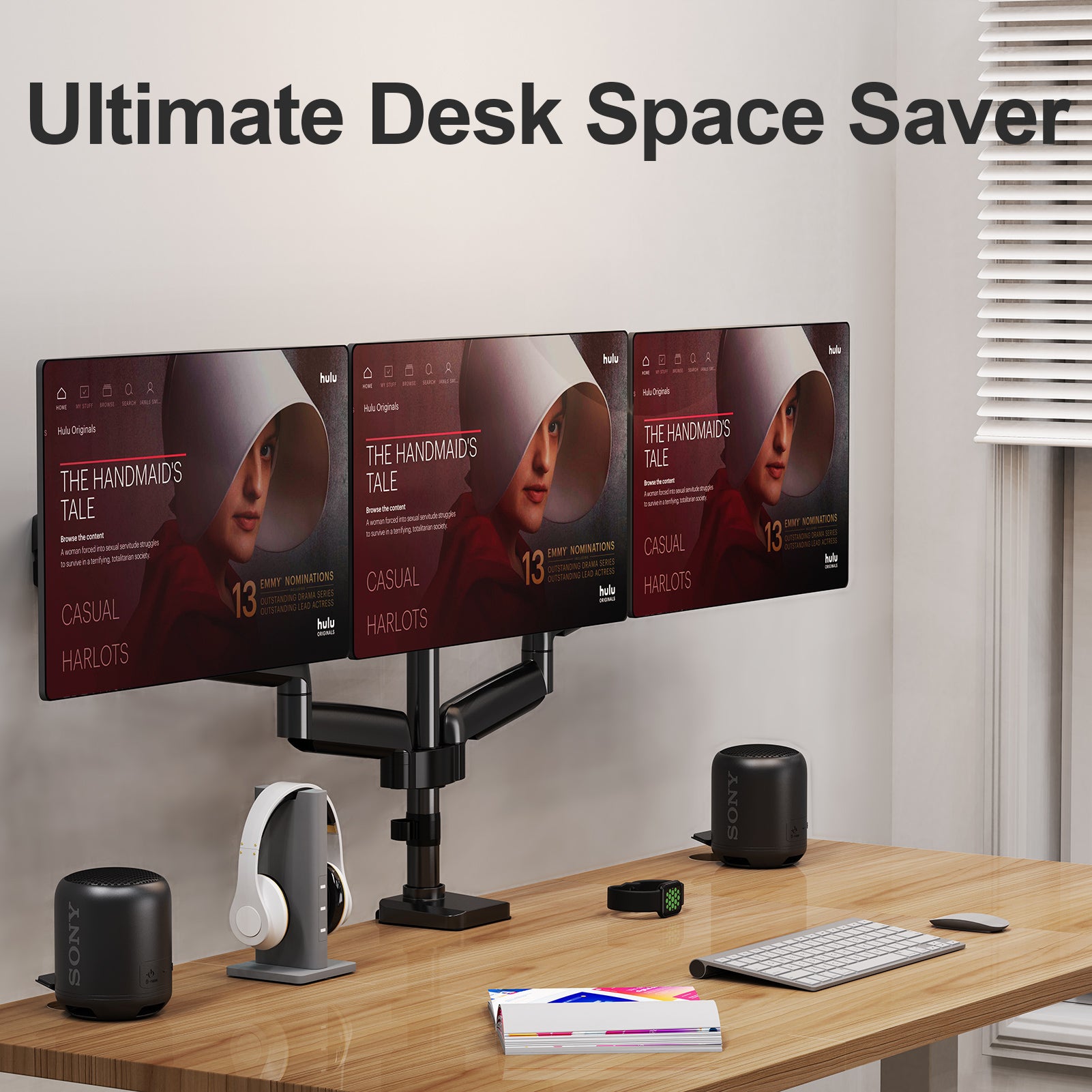 Vollbewegliche Dreifach-Monitor-Tischhalterung für maximal 32-Zoll-Monitore MUM-8004A