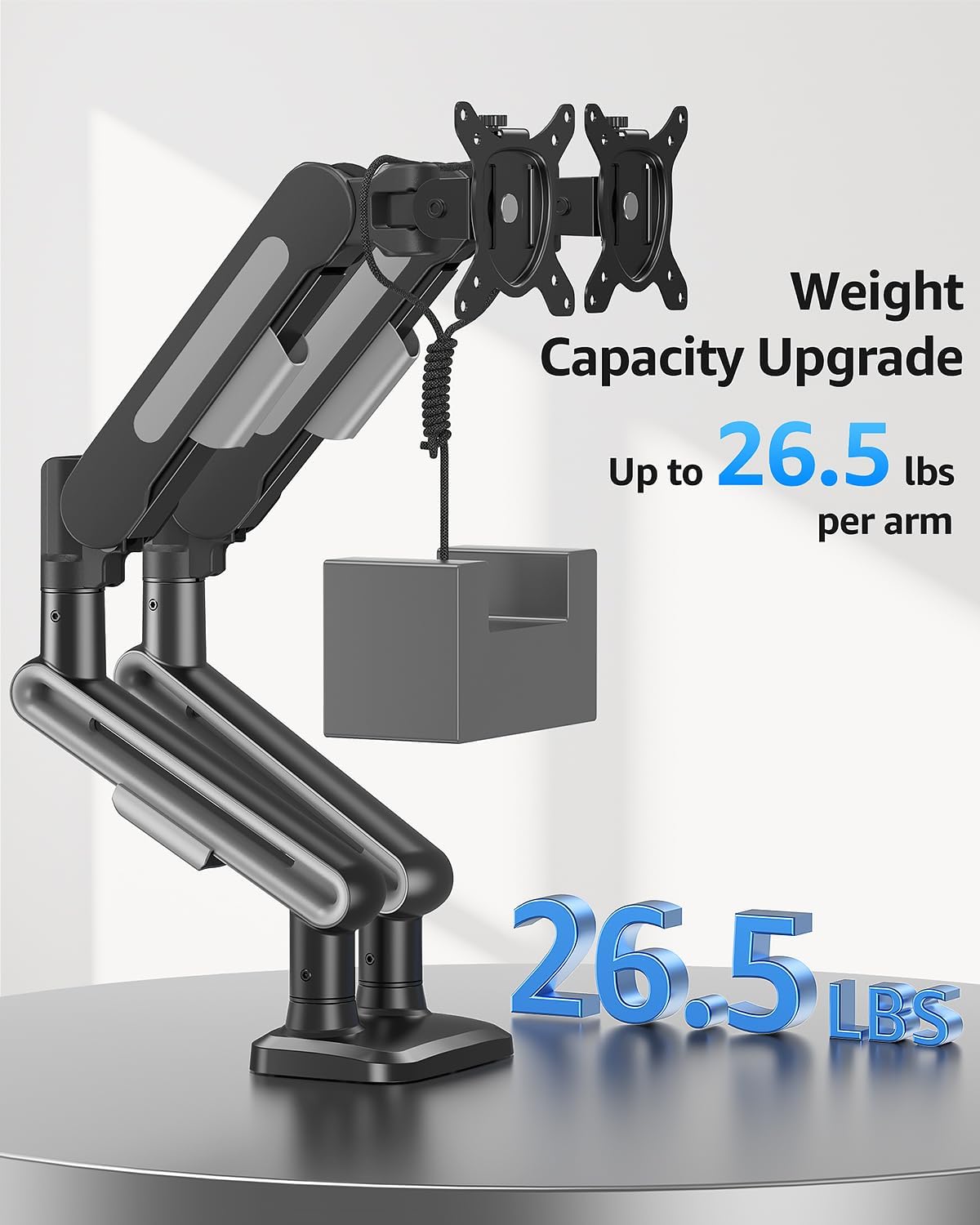 MOUNTUP Dual Monitor Mount Holds for 4.4-26.5lbs, Full-motion Monitors Stand Max 39 inch, Gas Spring Monitor Stand for 2 Monitor, Height Adjustable Monitors Desk Mount with C-Clamp&Grommet Base