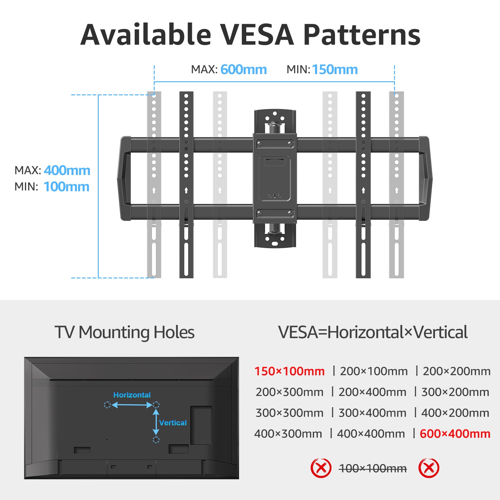 MOUNTUP Outdoor TV Mount Weatherproof for Most 42-75 Inch TVs, Fits for Gazebo and Patio, 37.9" Long Arm Wall Mount Full Motion with Tilt & Swivel, Max VESA 600x400mm and Up to 99 LBS MU0047-L-OD