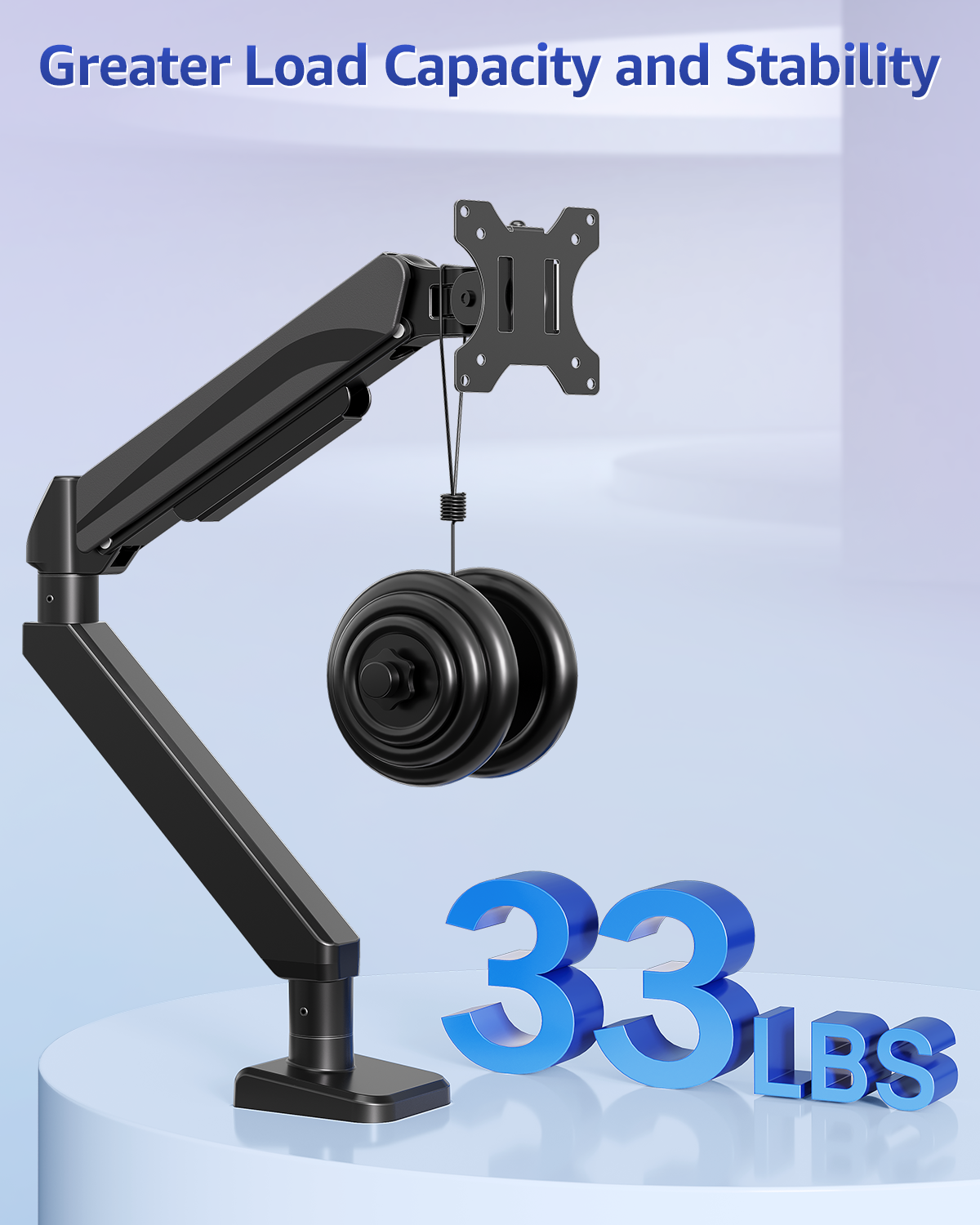 MOUNTUP Heavy Duty Single Monitor Arm Holds up to 33lbs, Monitor Stand for Desk for Max 42 Inch Screens, Height Adjustable Gas Spring Ultrawide Monitors Mount with C-Clamp & Grommet Base