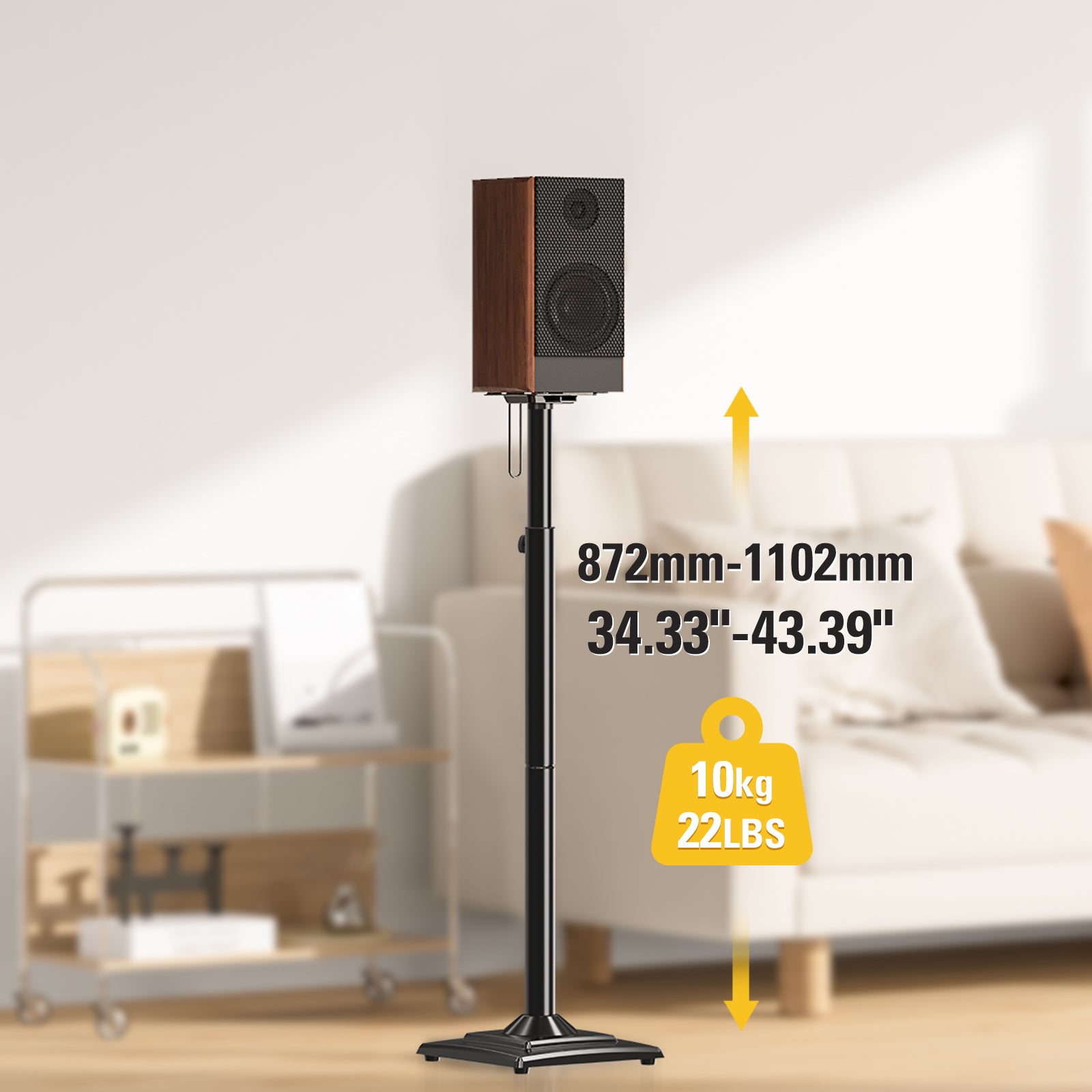 Height Adjustable Bookshelf Speaker Stand Pair for Universal Satellite Speakers Stands MUS9142
