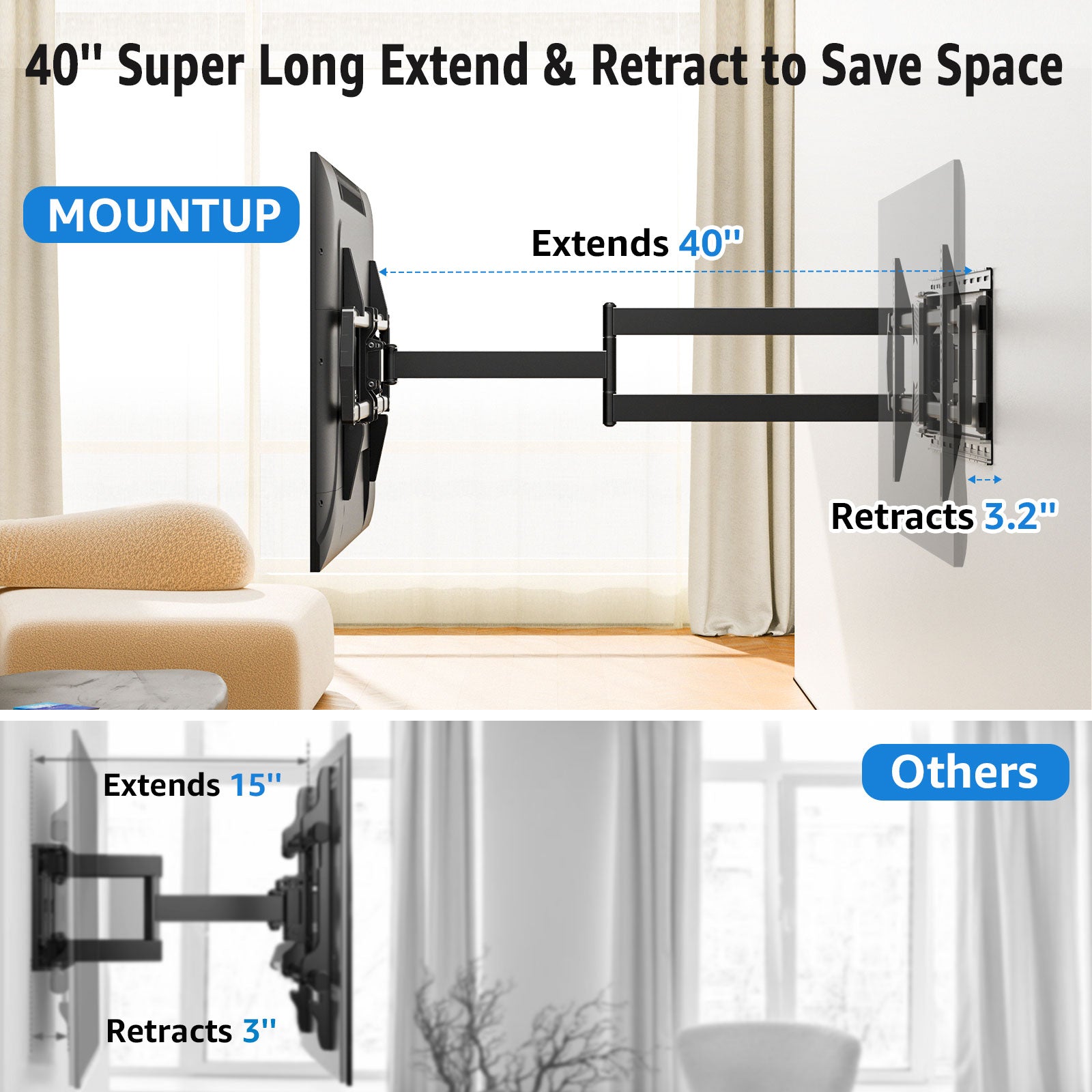 Full Motion TV Wall Mount For 42"-90" TVs MU0059