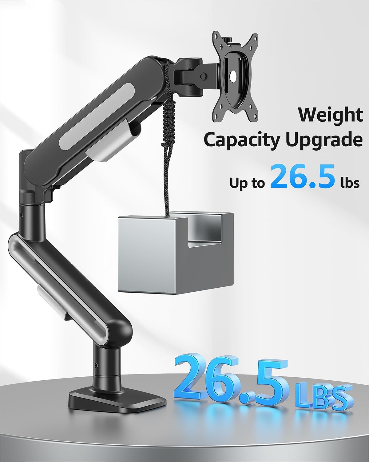 MOUNTUP Single Monitor Desk Mount Holds Max 26.5lbs, Monitor Mount for 13-34 inch, Full-Motion Monitors Stand, Height Adjustable Gas Spring Monitors Arm with C-Clamp&Grommet Base