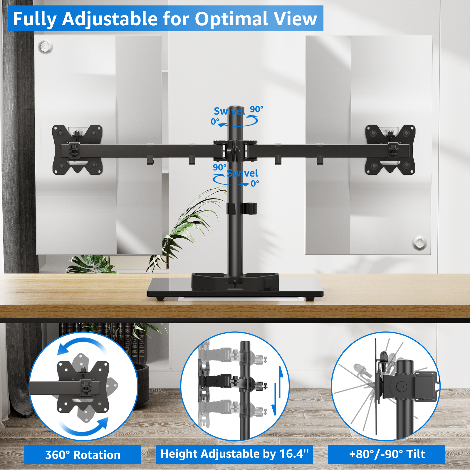 Dual Monitor Desk Stand for 13''-27’’ Monitors MU1014