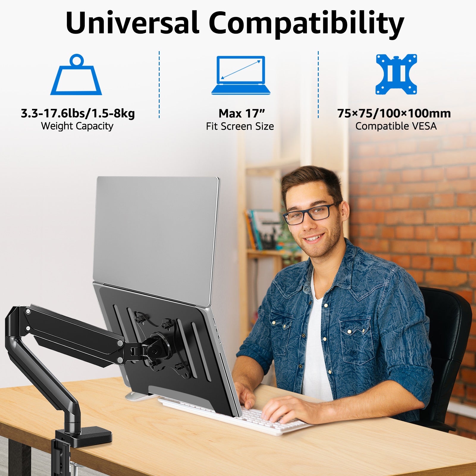 MOUNTUP Laptop Arm Mount for Desk Holds 3.3-17.6lbs MU4007