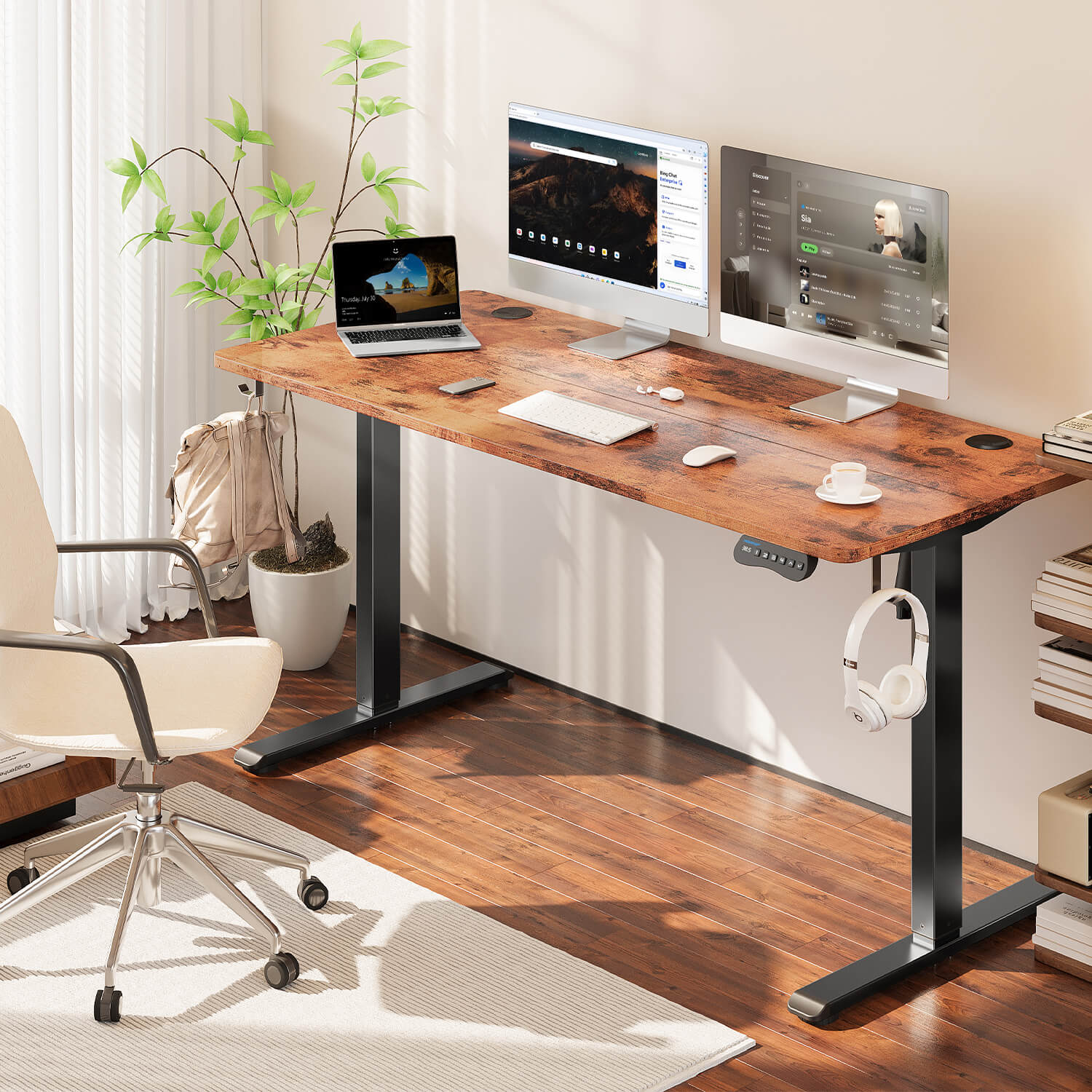 MOUNTUP 55 x 24 Inches Electric Height Adjustable Standing Desk UP512-B3