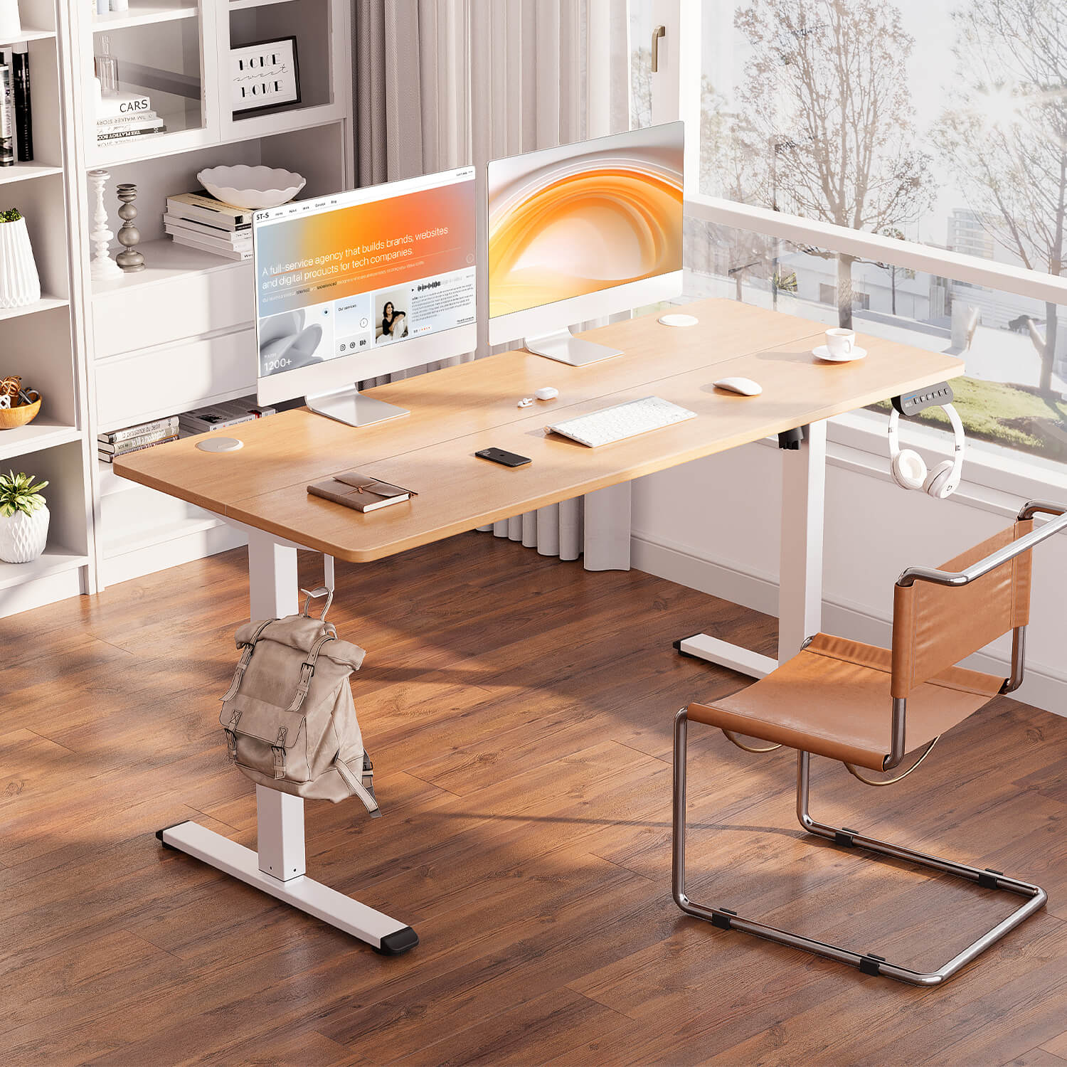 MOUNTUP 55 x 24 Inches Electric Height Adjustable Standing Desk UP512-W5