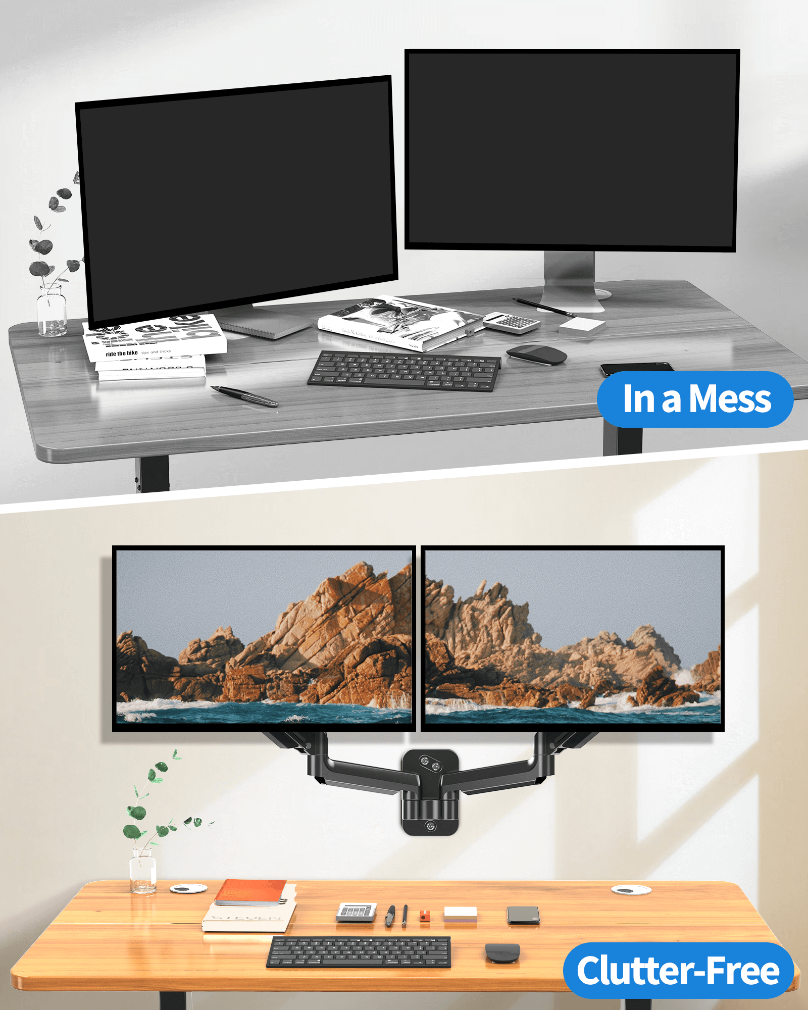 Soporte de pared para monitor dual para 2 monitores máx. de 32'' MU2004