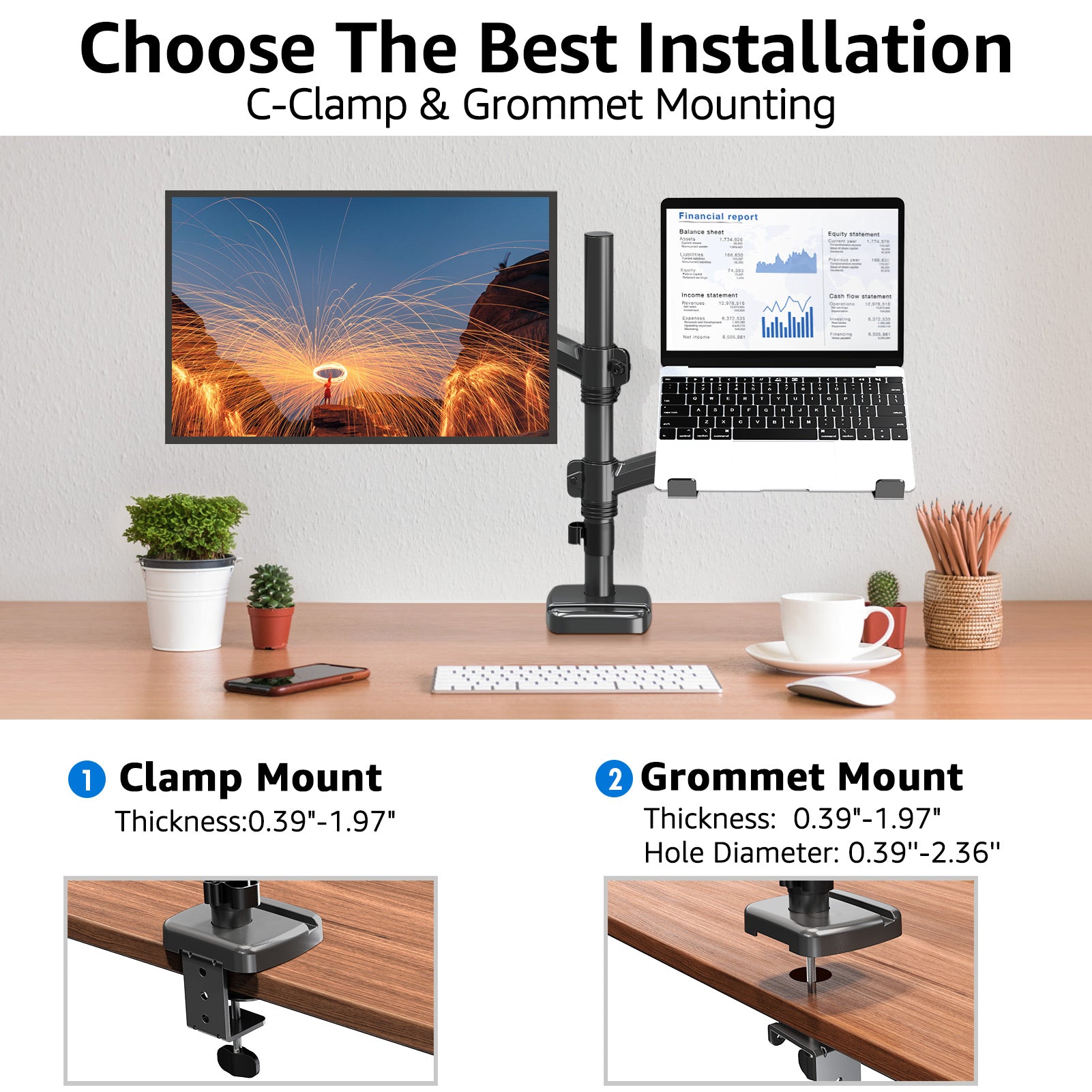 Laptop and Monitor Stand for 13''-17'' Laptop and Max 32'' Monitors MU4010