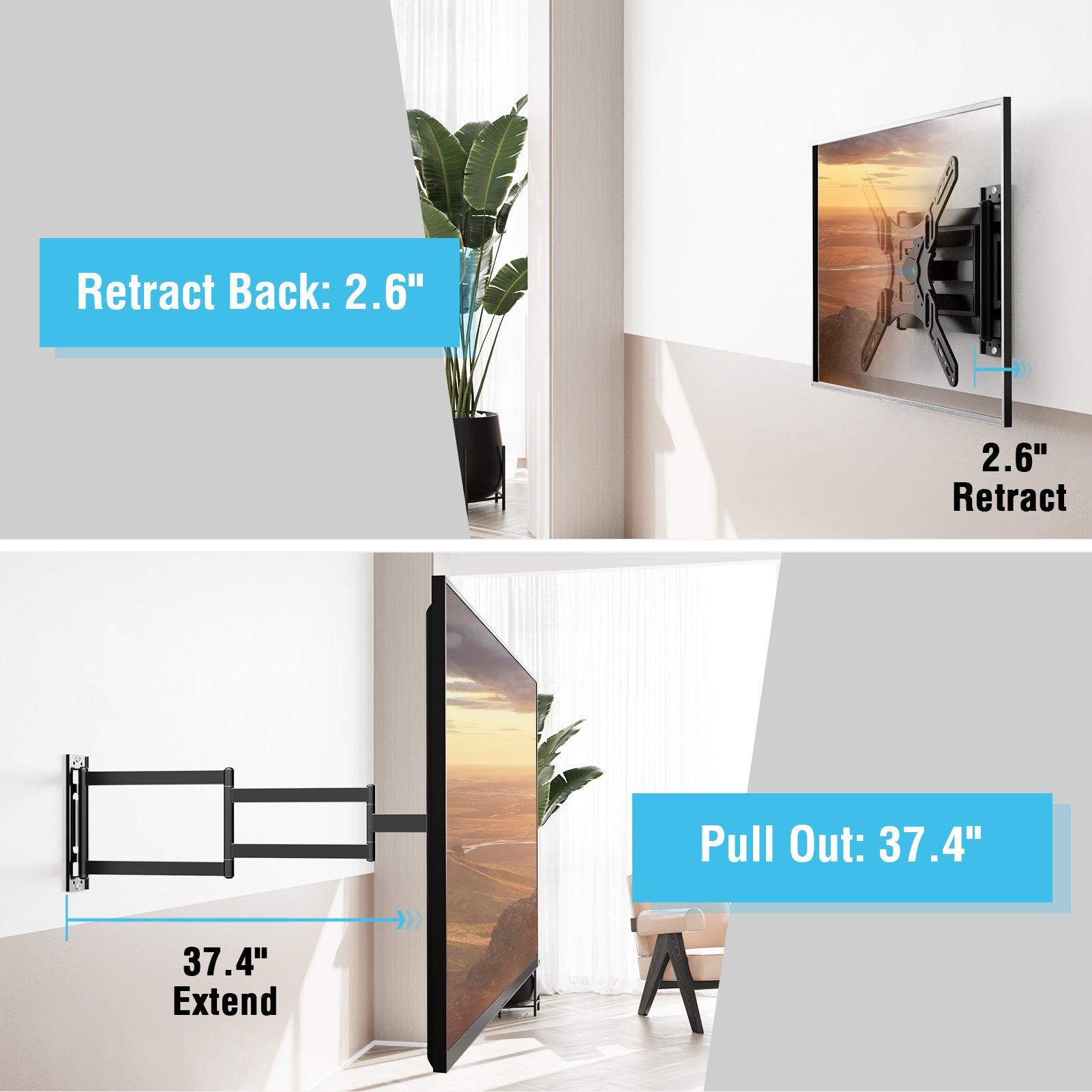 Brazo largo para soporte de TV de movimiento completo para televisores de 26 "-65" MUT0047