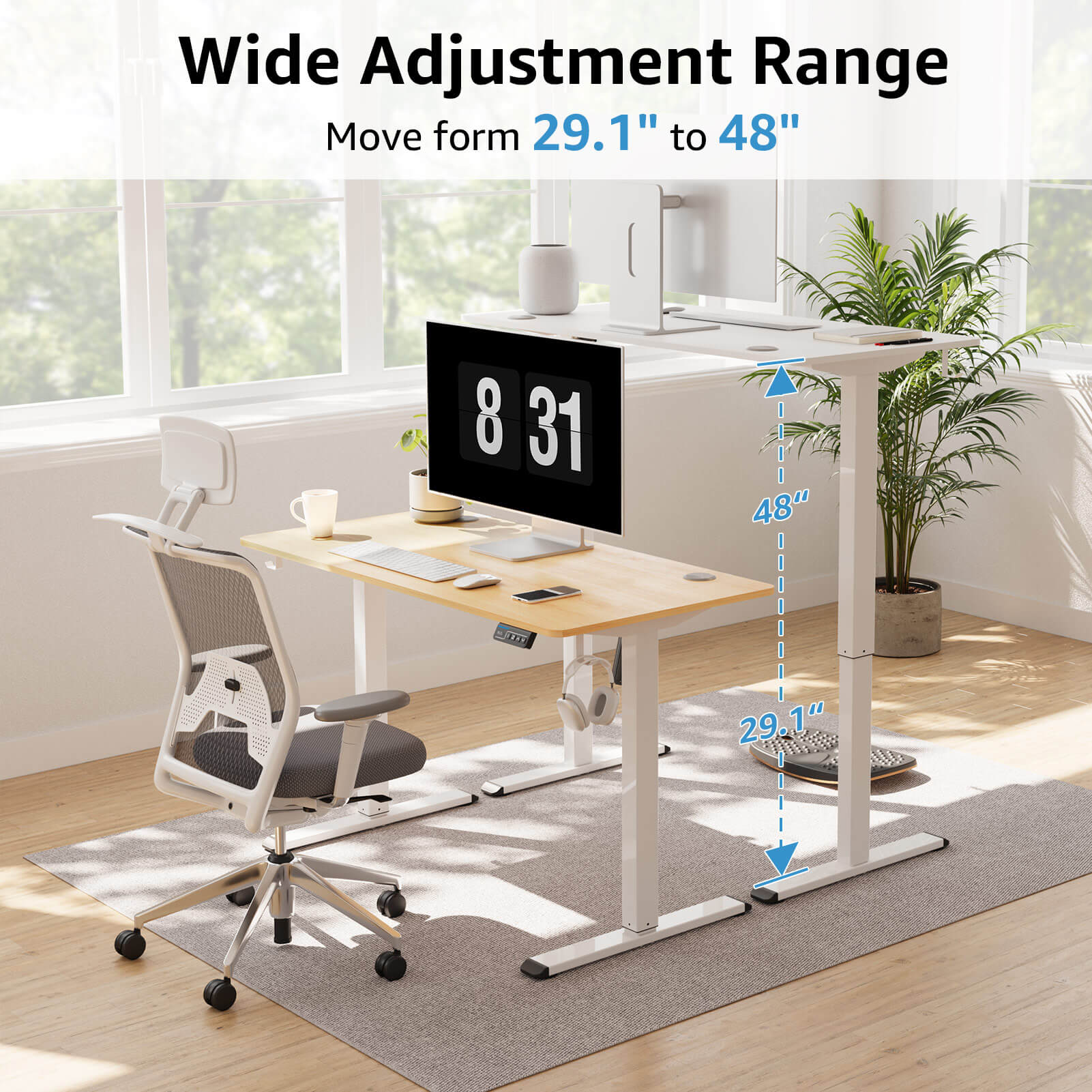 Height Adjustable Electric Standing Desk - White MUD201
