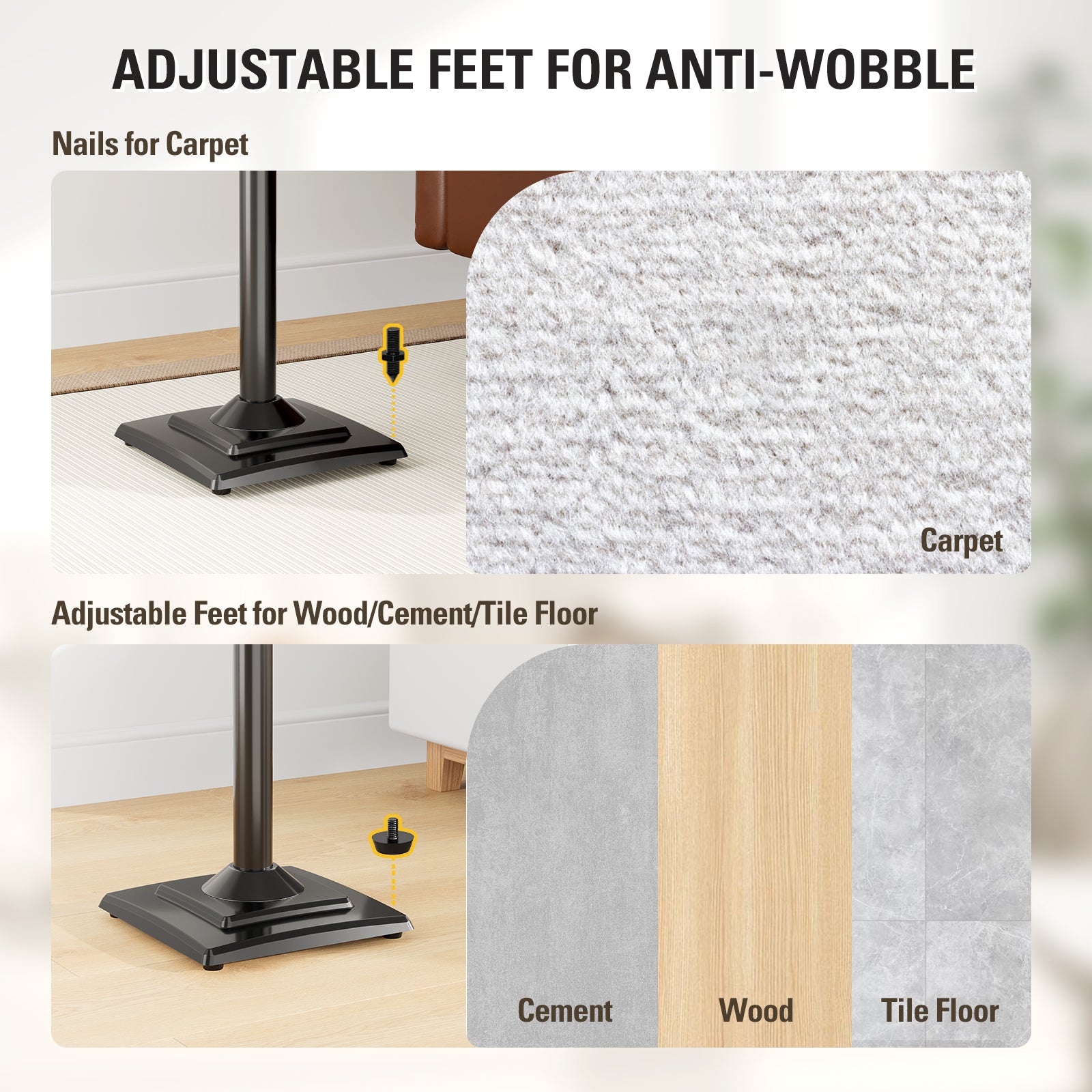 Height Adjustable Bookshelf Speaker Stand Pair for Universal Satellite Speakers Stands MUS9142