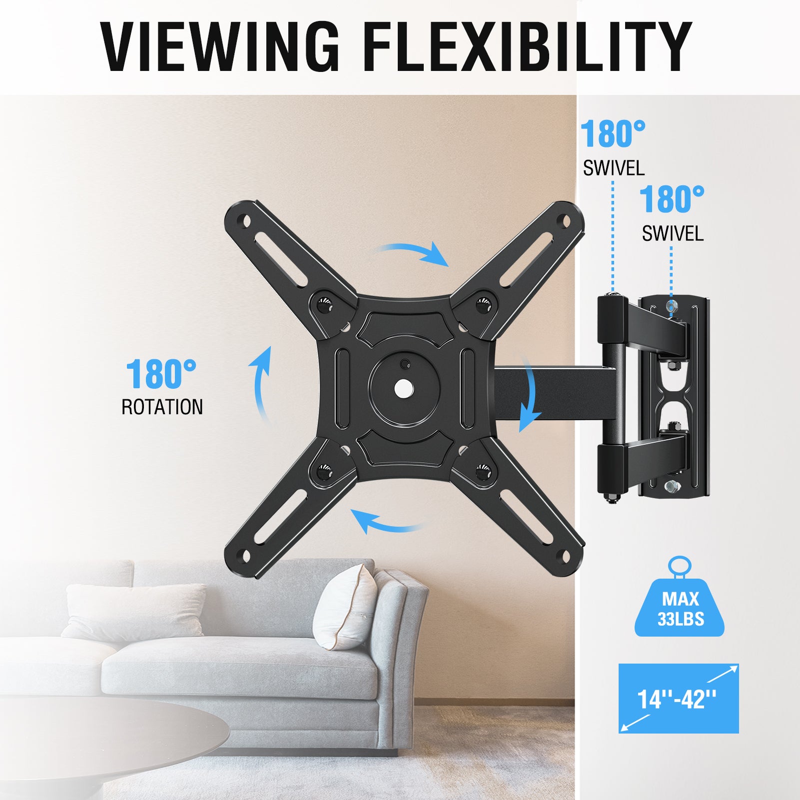 Soporte de pared para TV Full Motion para televisores de 14''-42" MUT0030