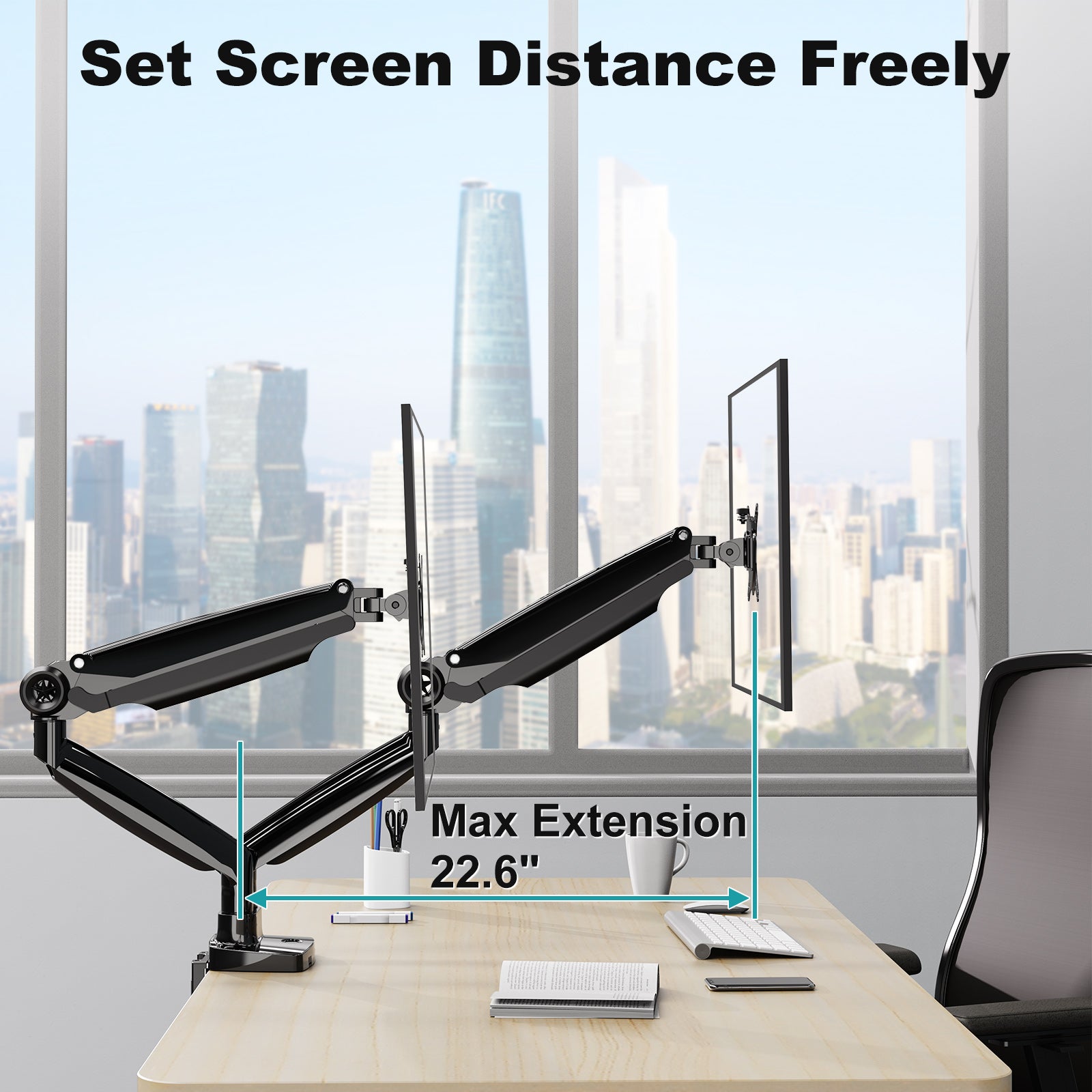 MOUNTUP Ultrawide Dual Monitor Desk Mount for Two Max 35 inch Monitors Extend and Retract