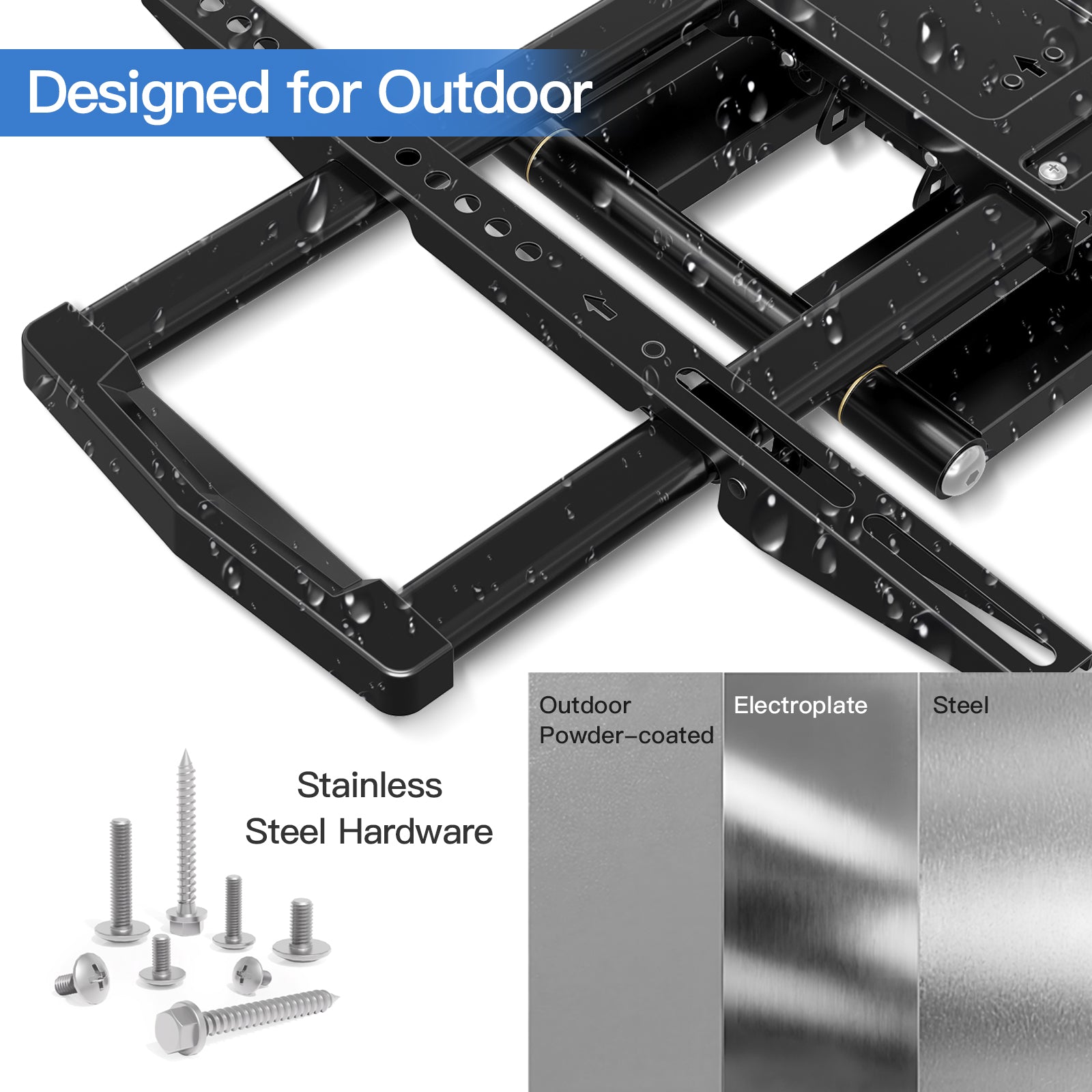 MOUNTUP Outdoor TV Mount Weatherproof for Most 42-75 Inch TVs, Fits for Gazebo and Patio, 37.9" Long Arm Wall Mount Full Motion with Tilt & Swivel, Max VESA 600x400mm and Up to 99 LBS MU0047-L-OD