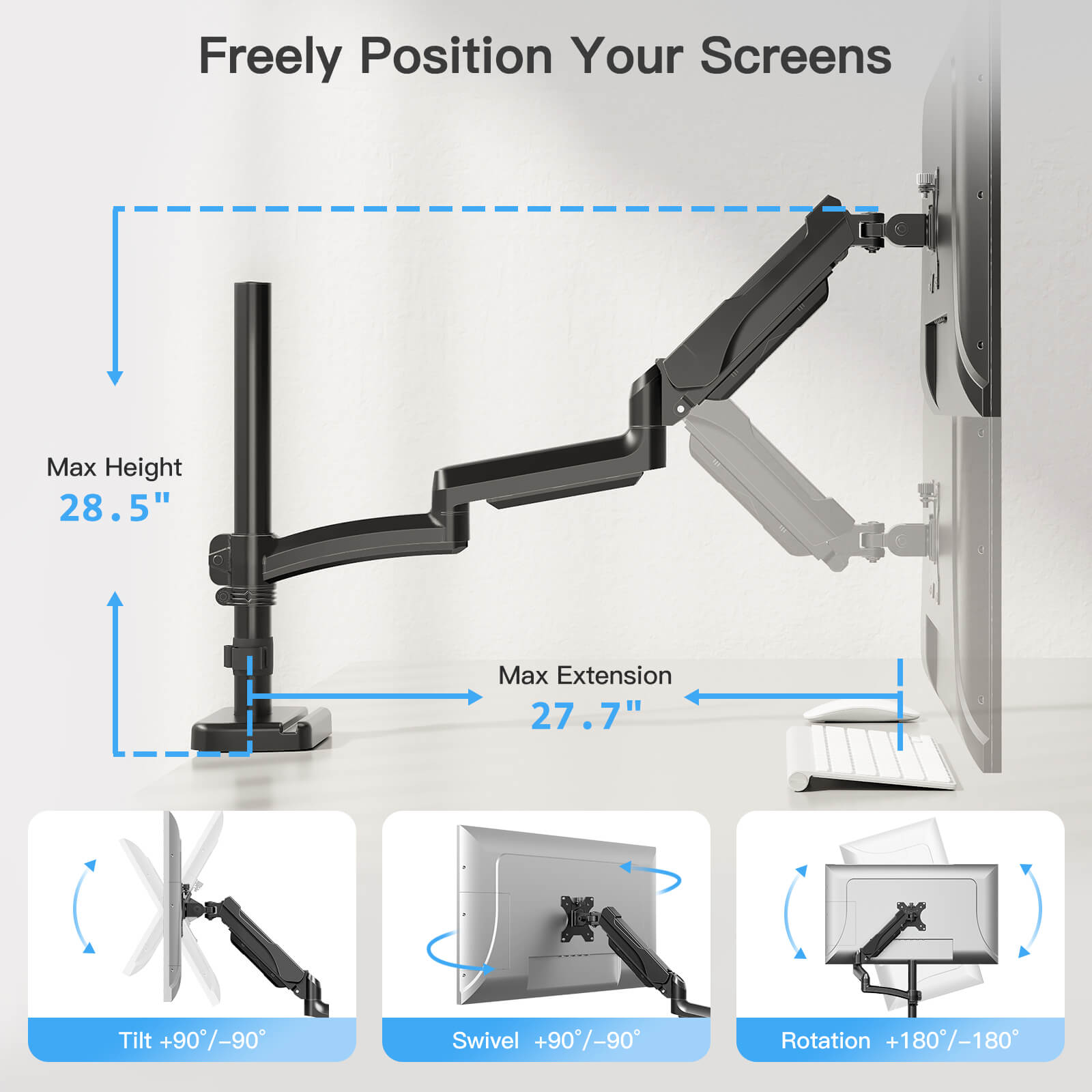 Single Monitor Desk Mount for 13''-32'' Monitors MUA6021B