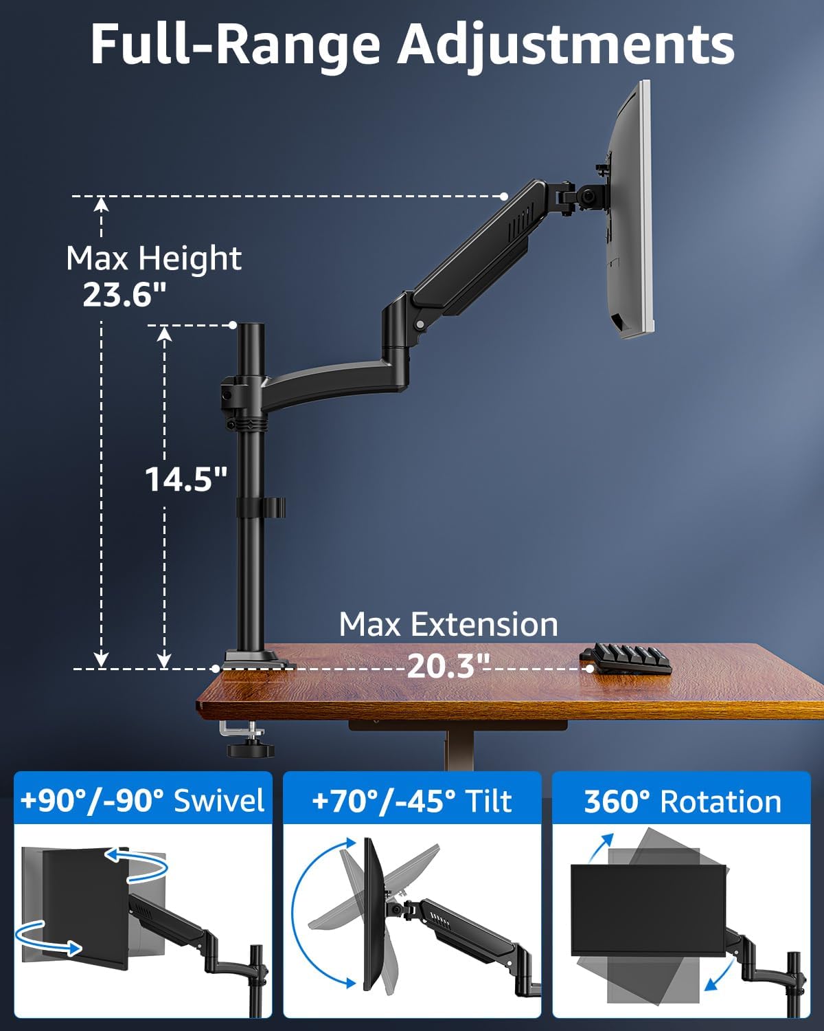 Einzelmonitor-Tischhalterung für 13''-35''-Monitore MU6005
