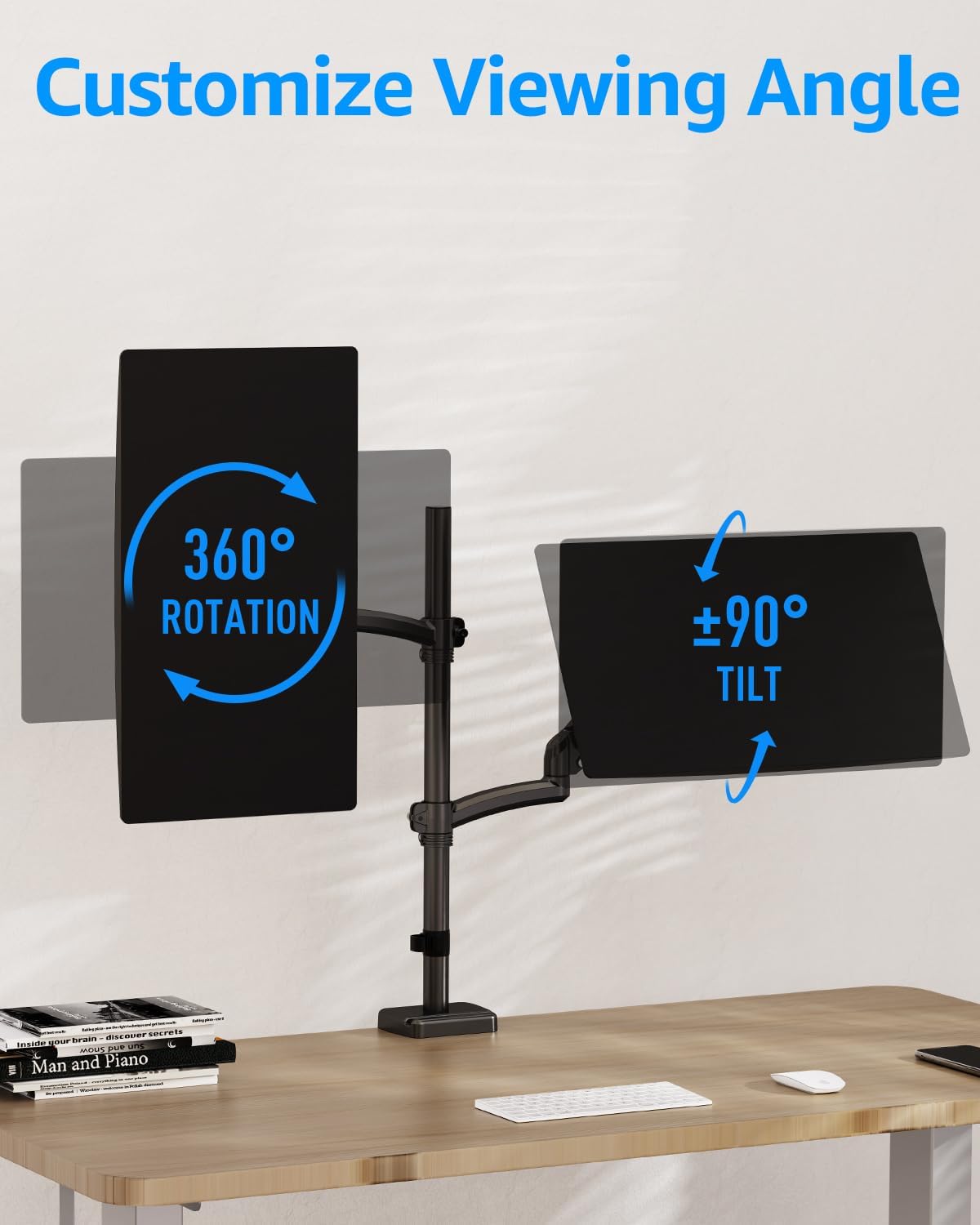 Full Motion Dual Monitor Desk Mount for Max 32'' Monitors MU6012A