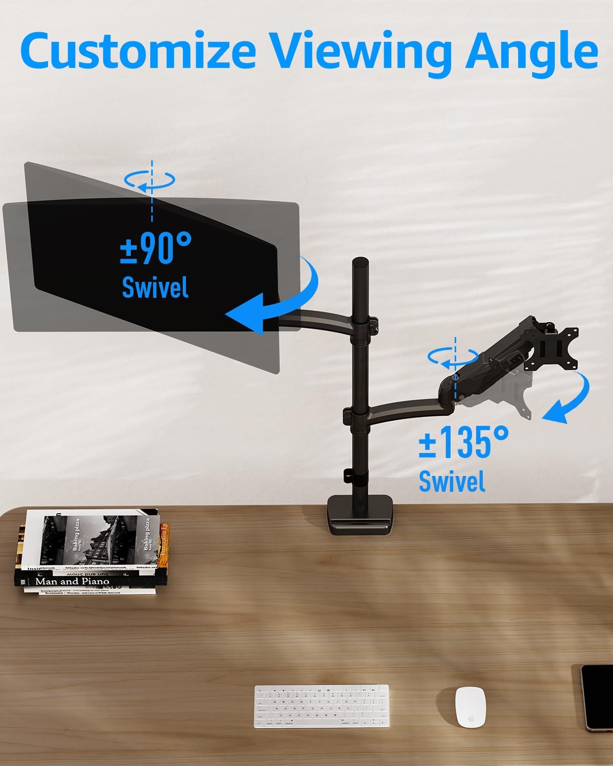 Full Motion Dual Monitor Desk Mount for Max 32'' Monitors MU6012A