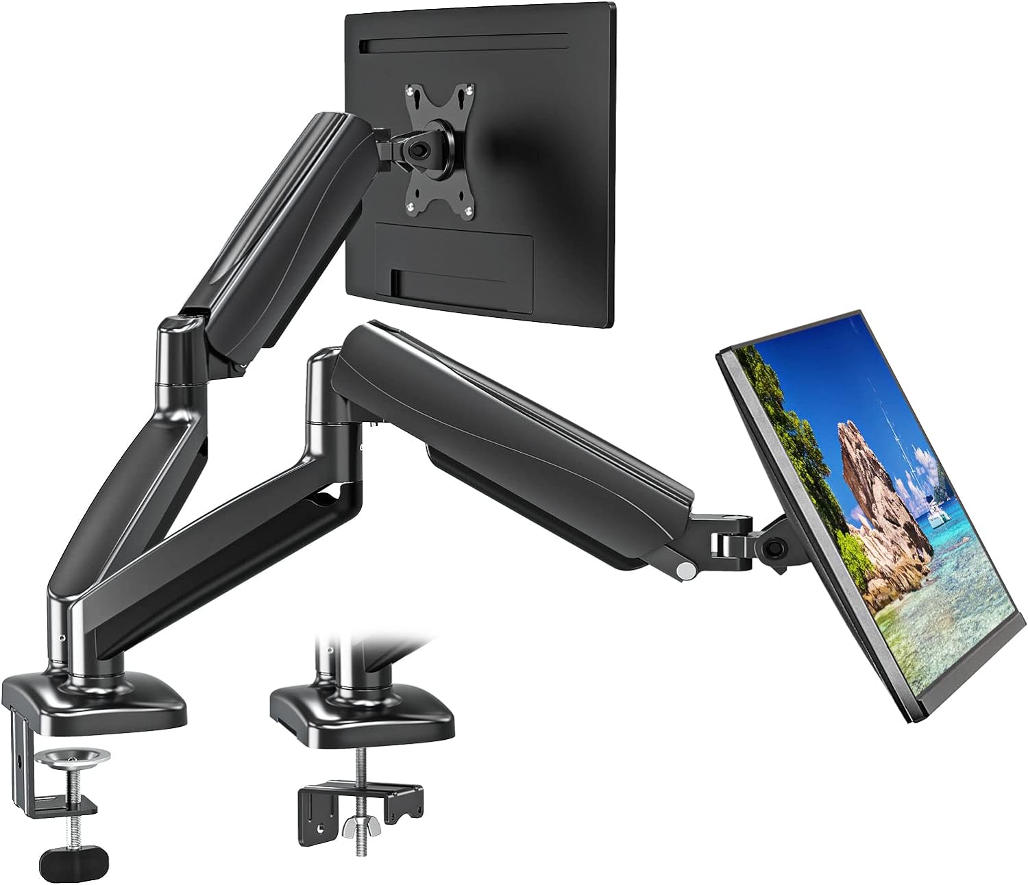 MOUNTUP Single Monitor Desk Mount, Adjustable Gas Spring Monitor Stand for  17-32 Inch Computer Screen, 75x75/100x100 VESA Mount with Clamp, Grommet