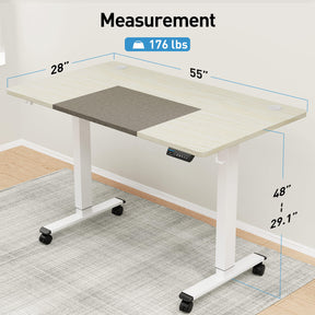 Electric Height Adjustable Standing Desk - White & Grey