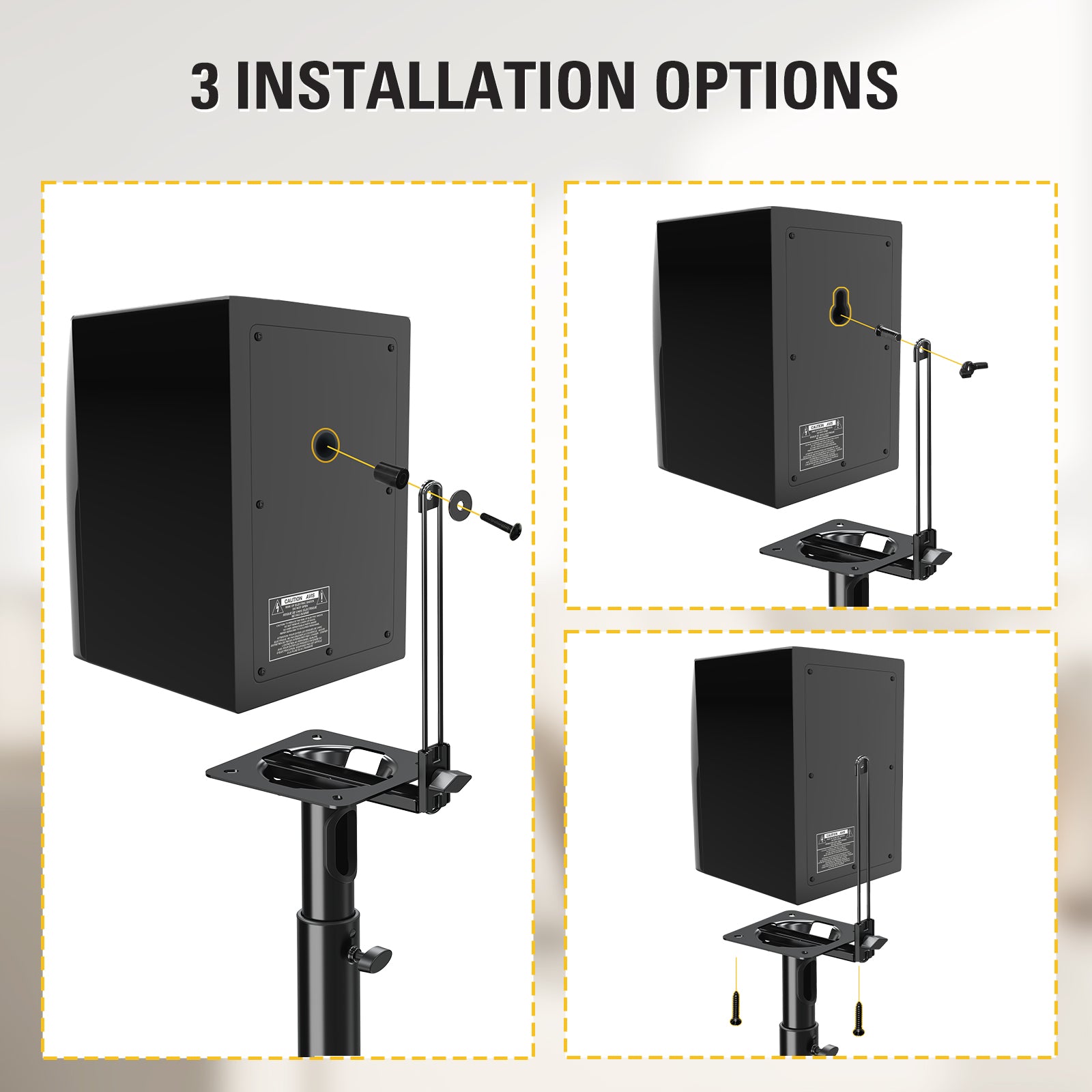 Height Adjustable Bookshelf Speaker Stand Pair for Universal Satellite Speakers Stands MUS9142