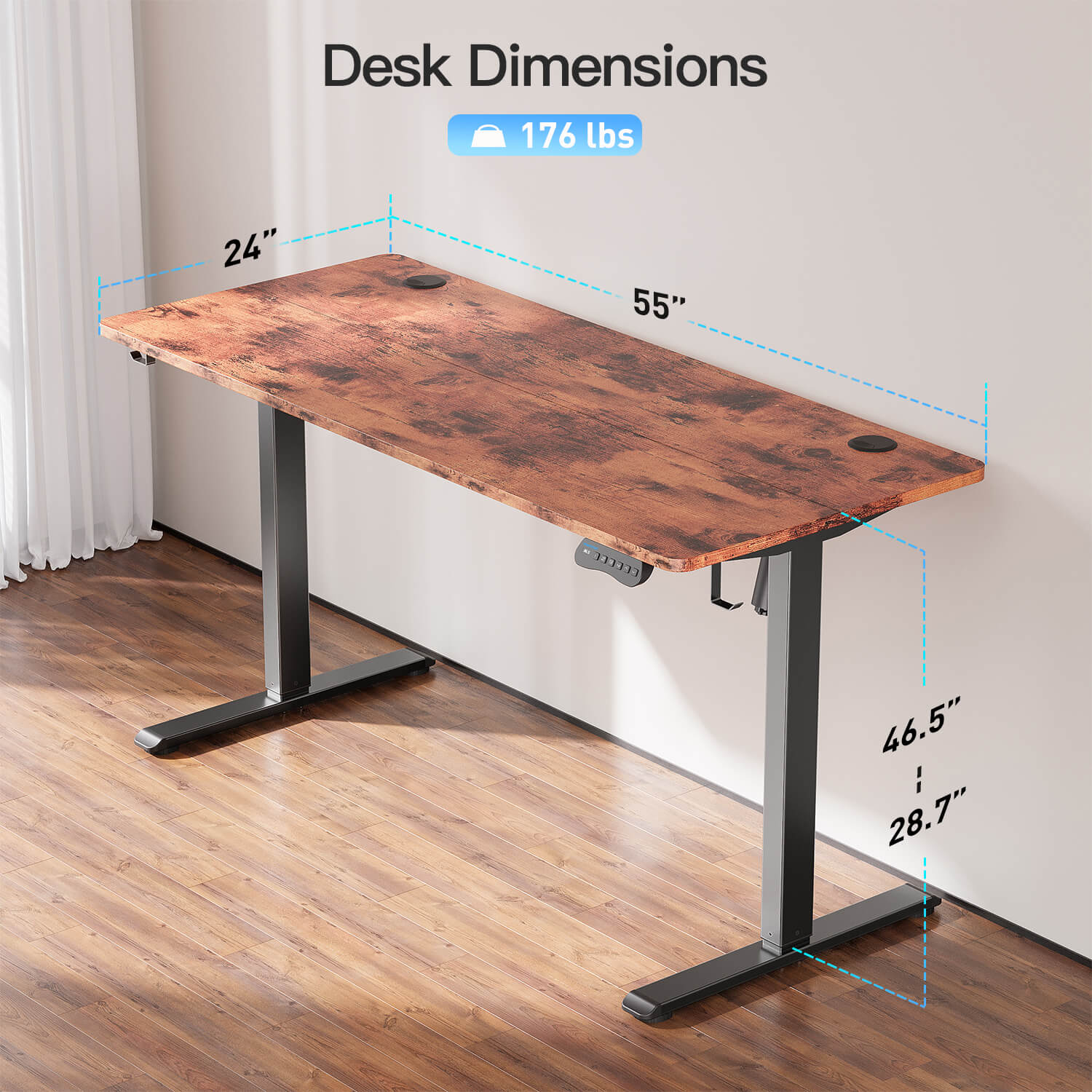 MOUNTUP 55 x 24 Inches Electric Height Adjustable Standing Desk UP512-B3