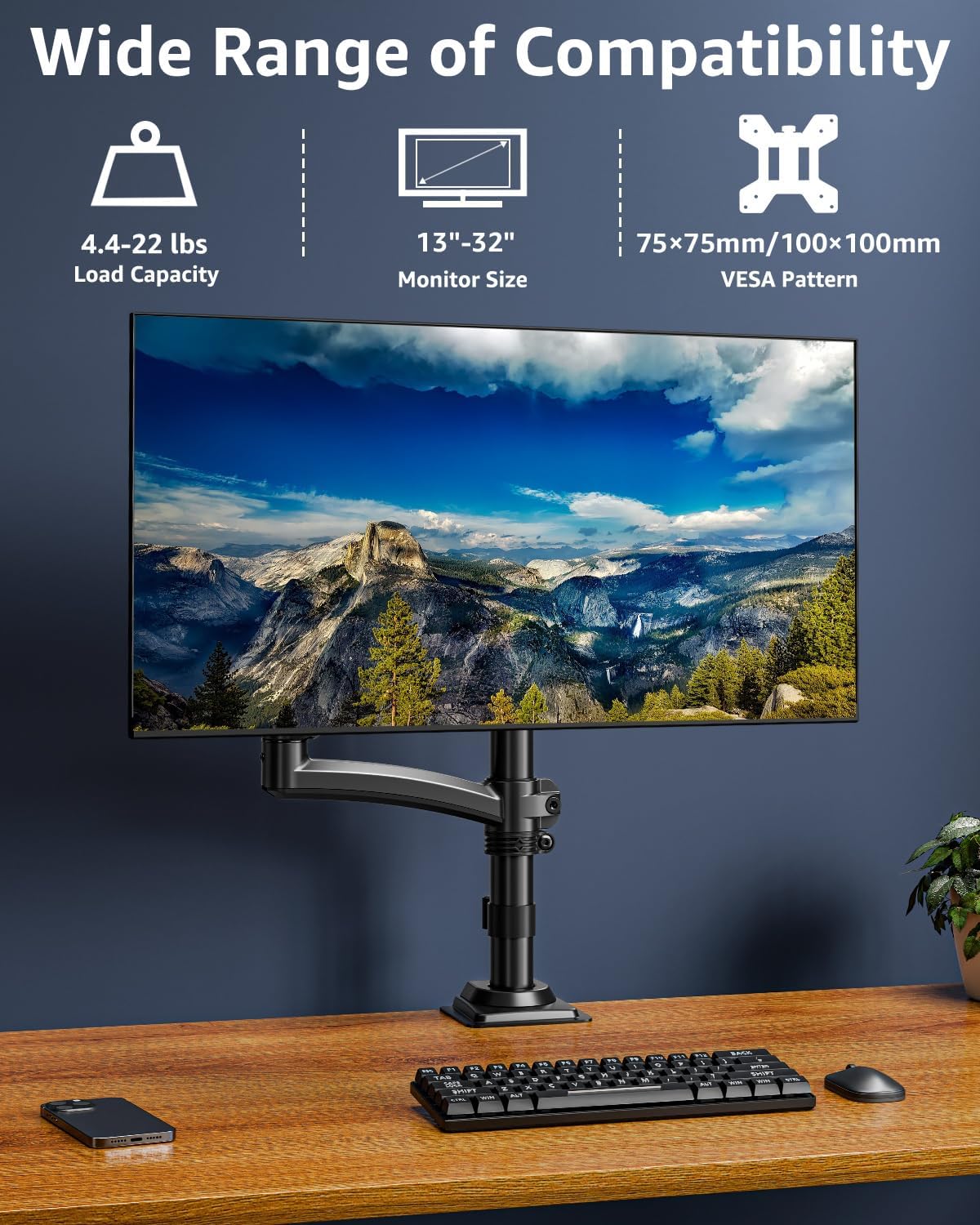 Einzelmonitor-Tischhalterung für 13''-35''-Monitore MU6005