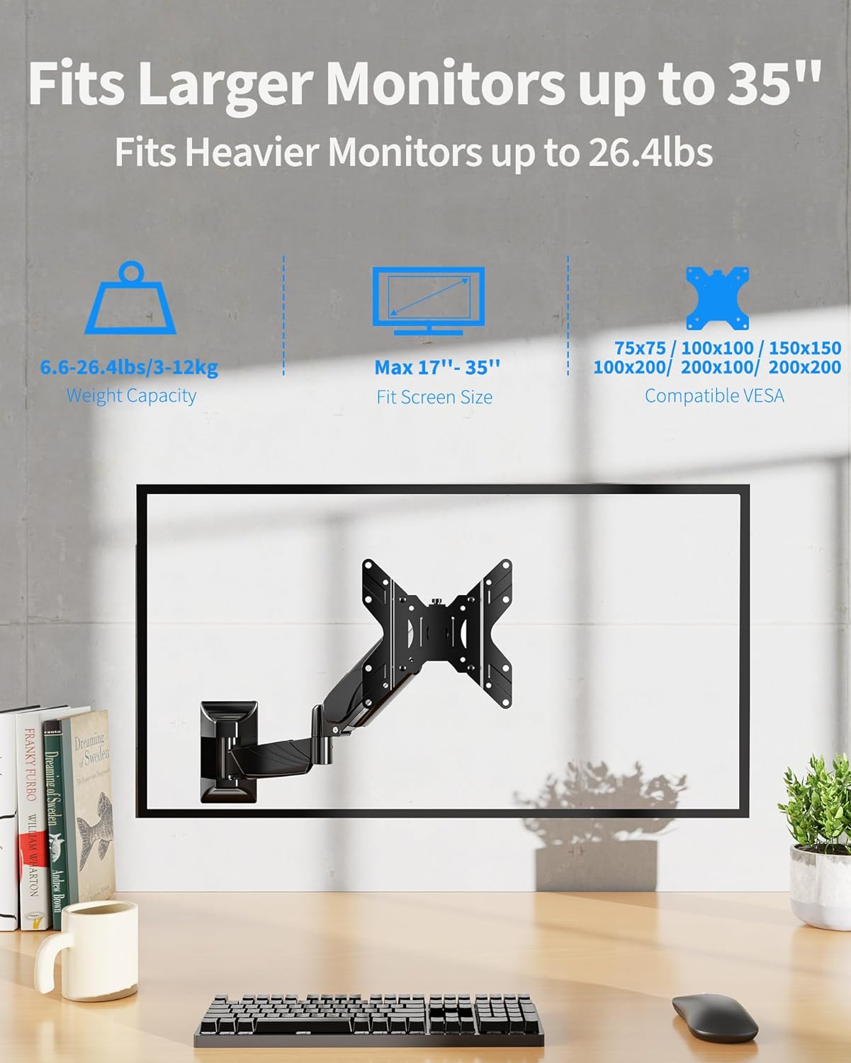 Single Monitor Wall Mount for 17" -35'' Monitors MU2009