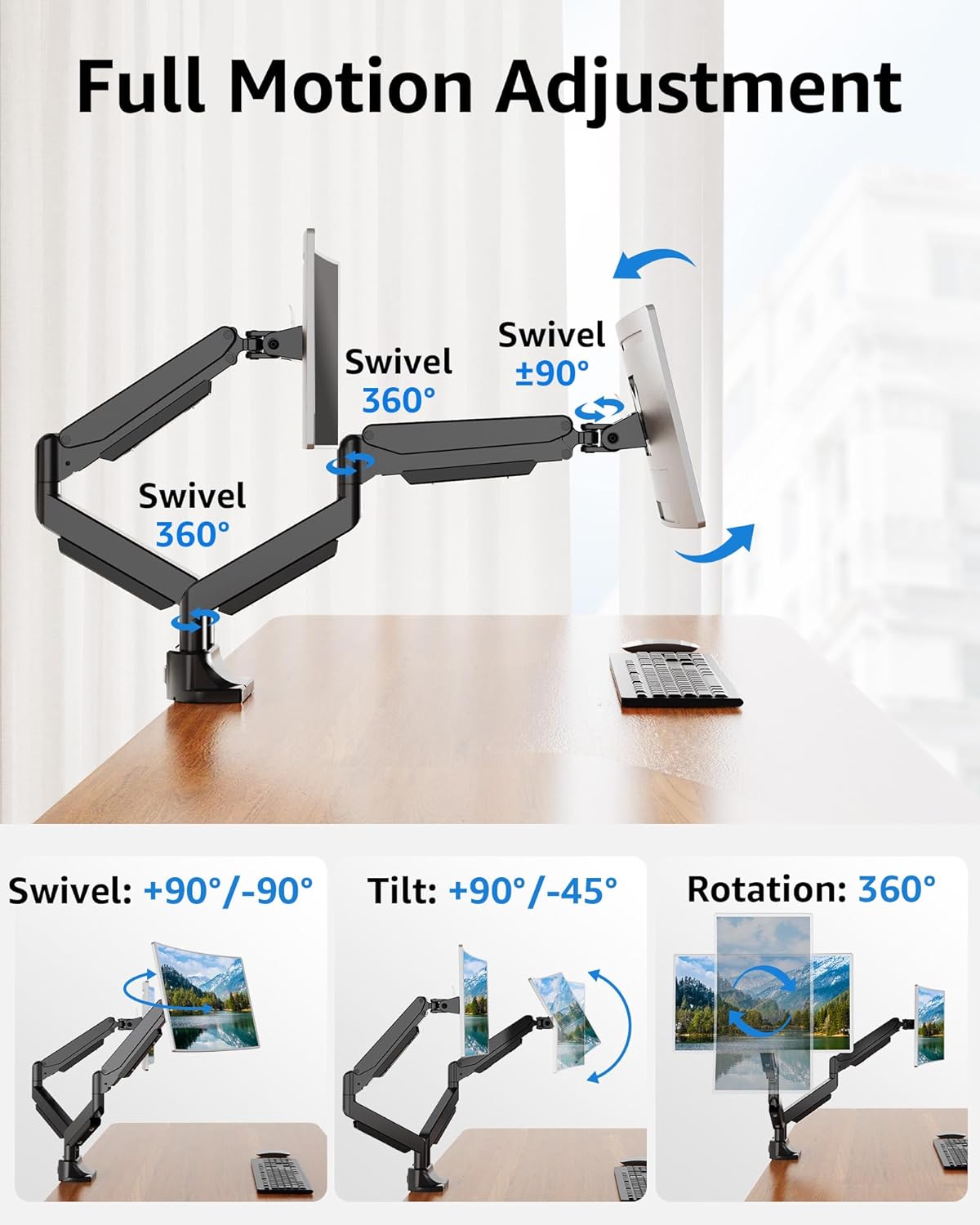 Dual Monitor Ultrawide Desk Mount for 17"-42'' Monitors MU7012