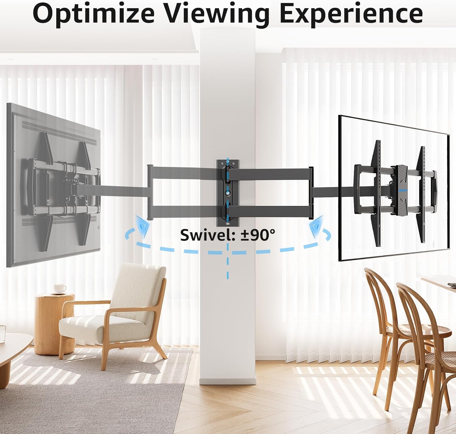 Full Motion Long Arm Corner TV Wall Mount For 32"-75" TVs MU0076