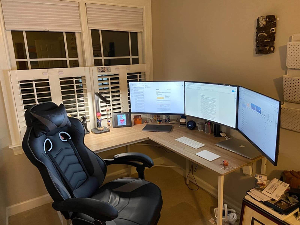 mountup triple monitor desk mount ergonomic workspace