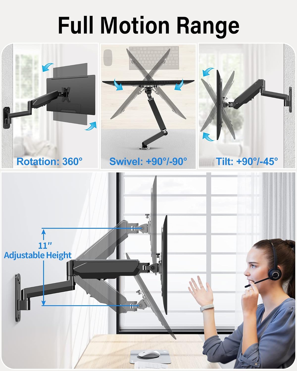 Single Monitor Wall Mount For 17"-35" Monitors MU2005