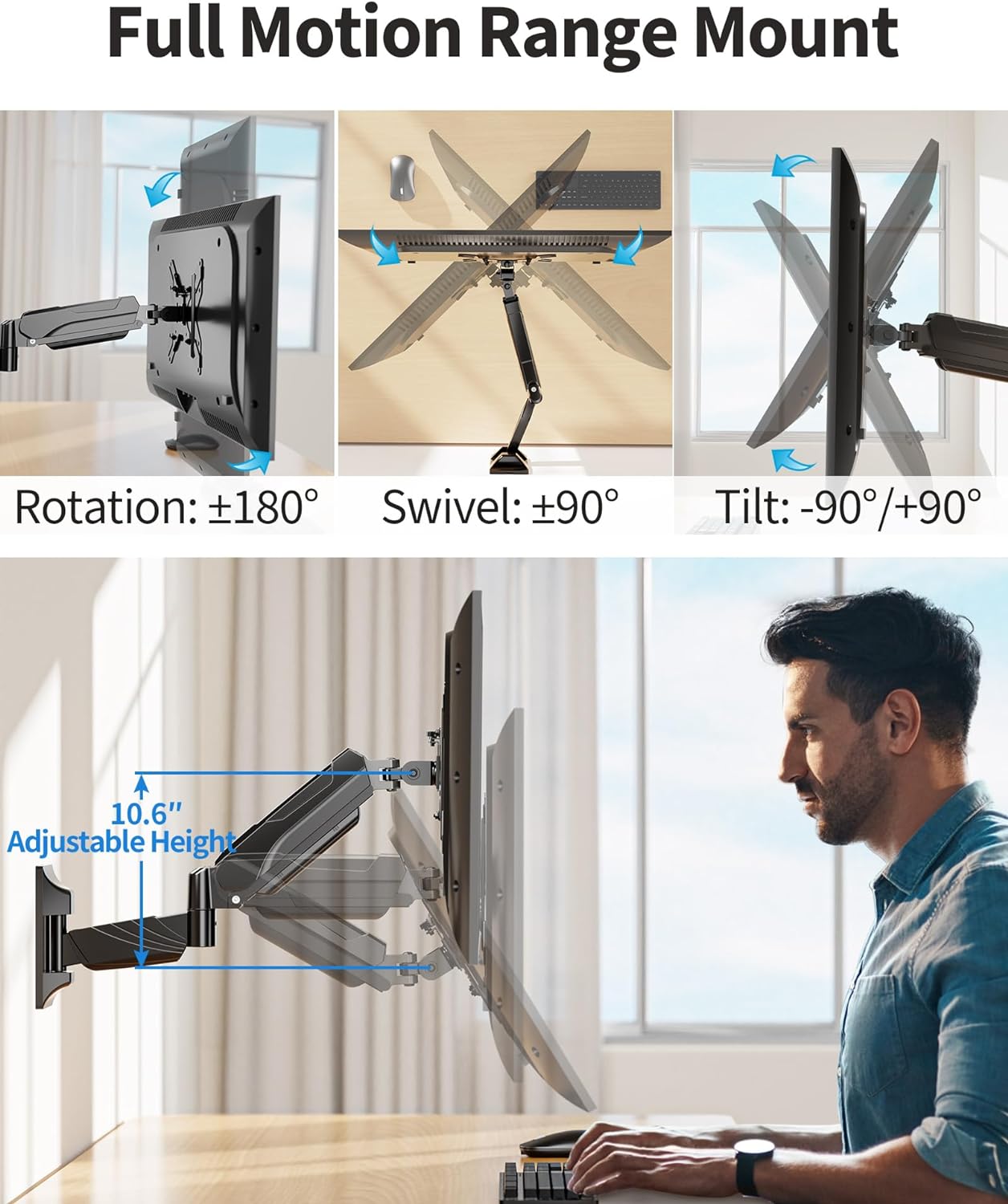 Single Monitor Wall Mount for 17" -35'' Monitors MU2009