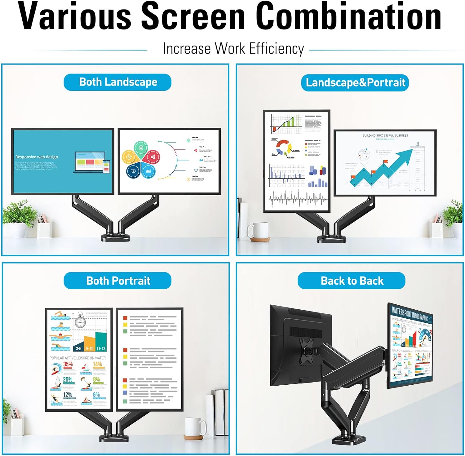 Dual Monitor Desk Mount for 17" -32'' Monitors MU8002