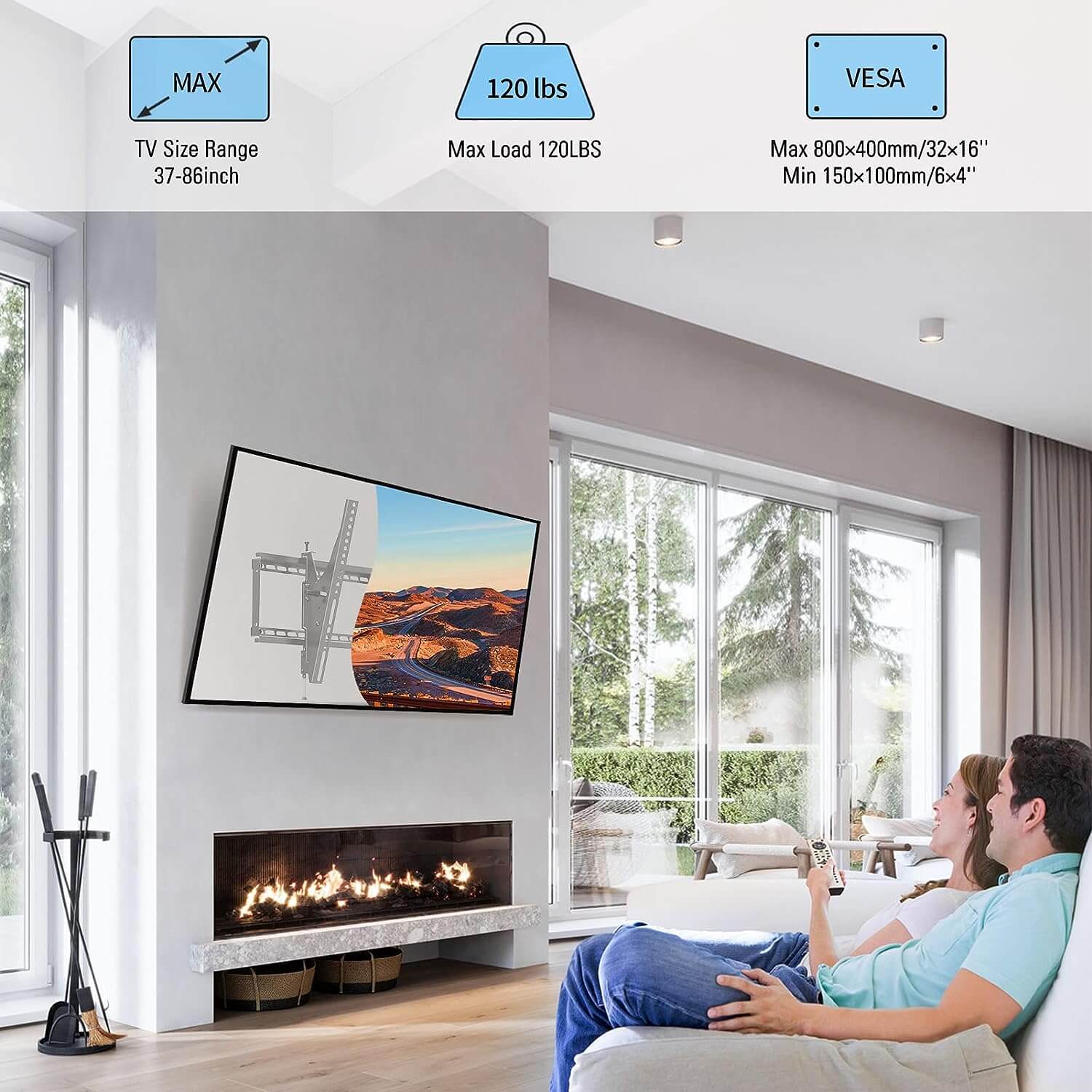 Neigbare TV-Wandhalterung für 37-Zoll-86-Zoll-Fernseher MU0017