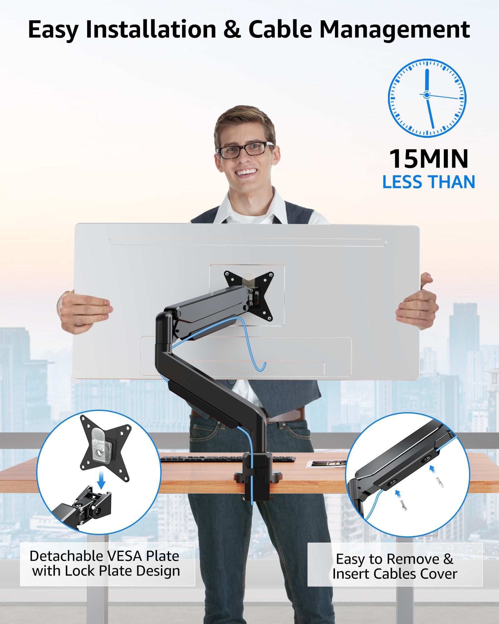 Einzelmonitor-Ultrawide-Tischhalterung für 19-Zoll-49-Zoll-Monitore MU7011