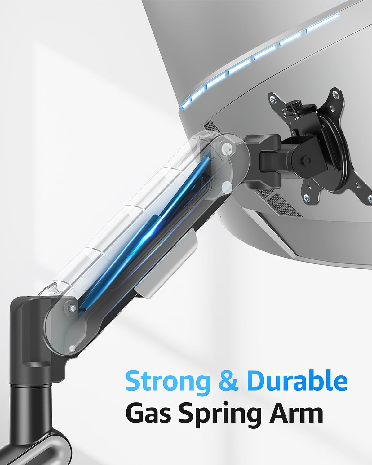 MOUNTUP Single Monitor Desk Mount Holds Max 26.5lbs, Monitor Mount for 13-34 inch, Full-Motion Monitors Stand, Height Adjustable Gas Spring Monitors Arm with C-Clamp&Grommet Base