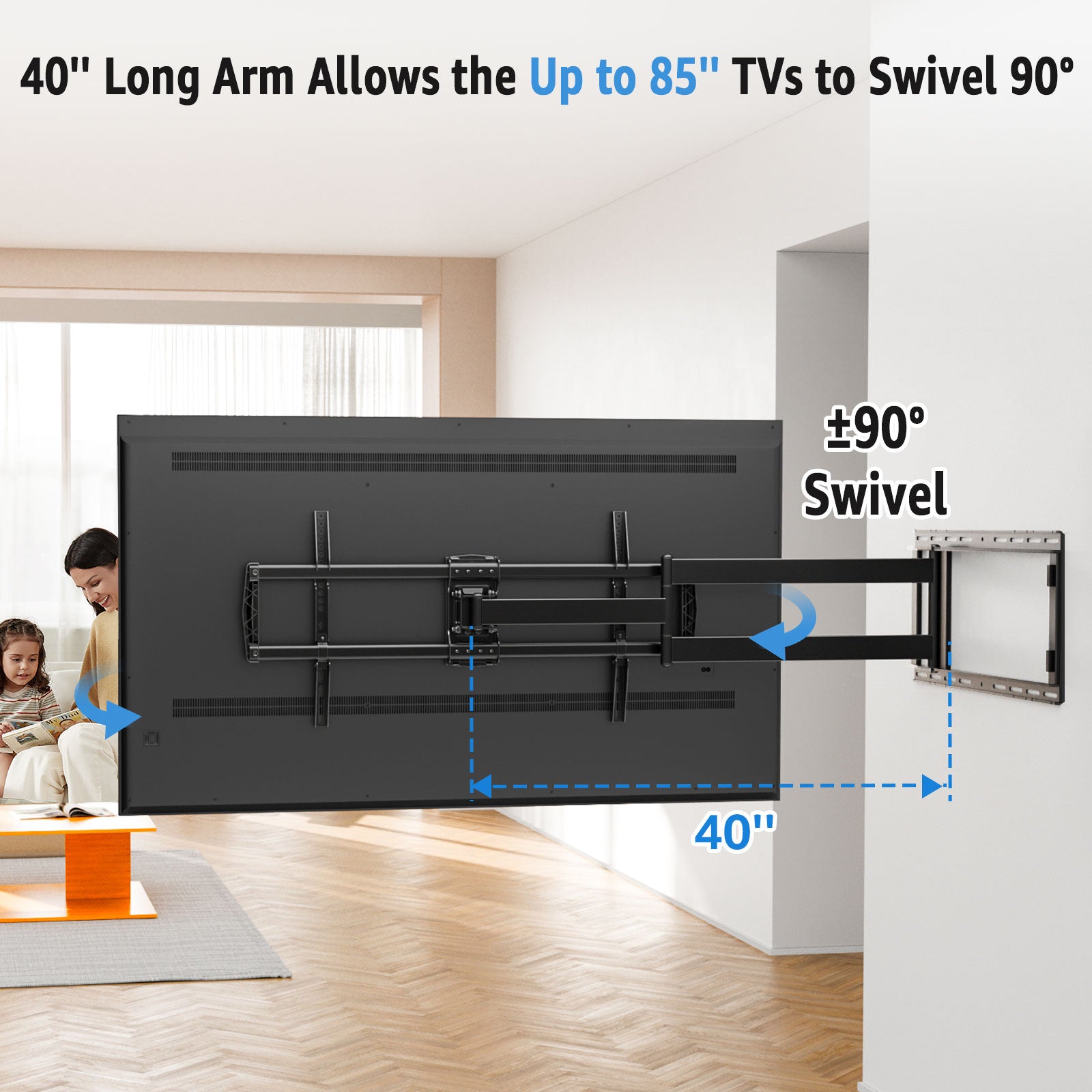 Full Motion TV Wall Mount For 42"-90" TVs MU0059