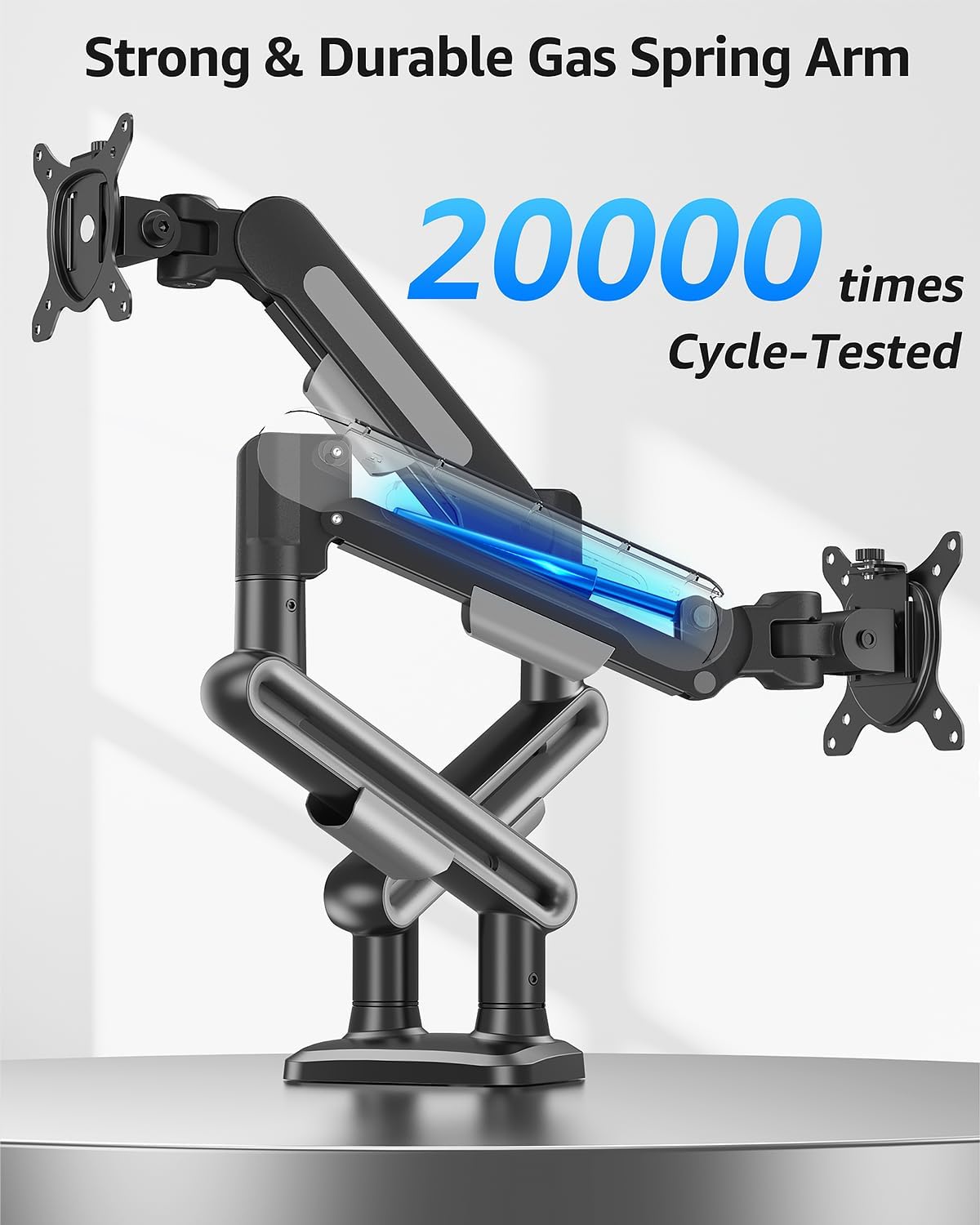 MOUNTUP Dual Monitor Mount Holds for 4.4-26.5lbs, Full-motion Monitors Stand Max 39 inch, Gas Spring Monitor Stand for 2 Monitor, Height Adjustable Monitors Desk Mount with C-Clamp&Grommet Base