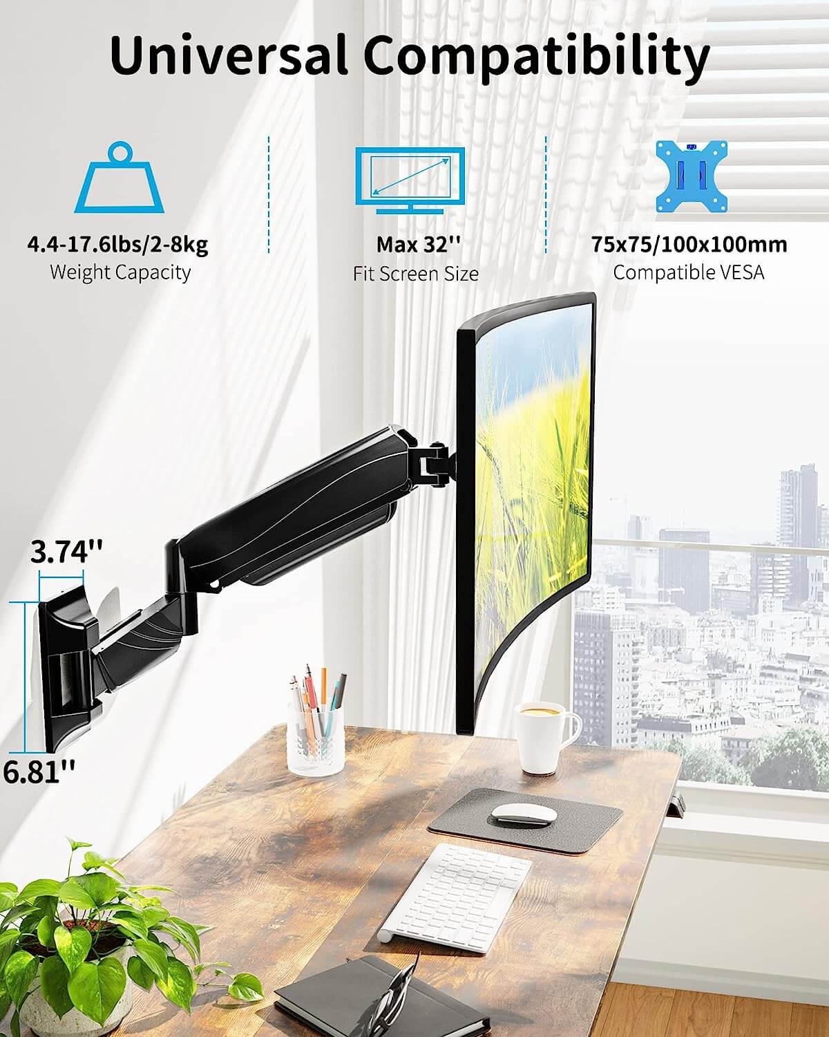 Single Monitor Wall Mount For 17"-32" Monitors MU2007